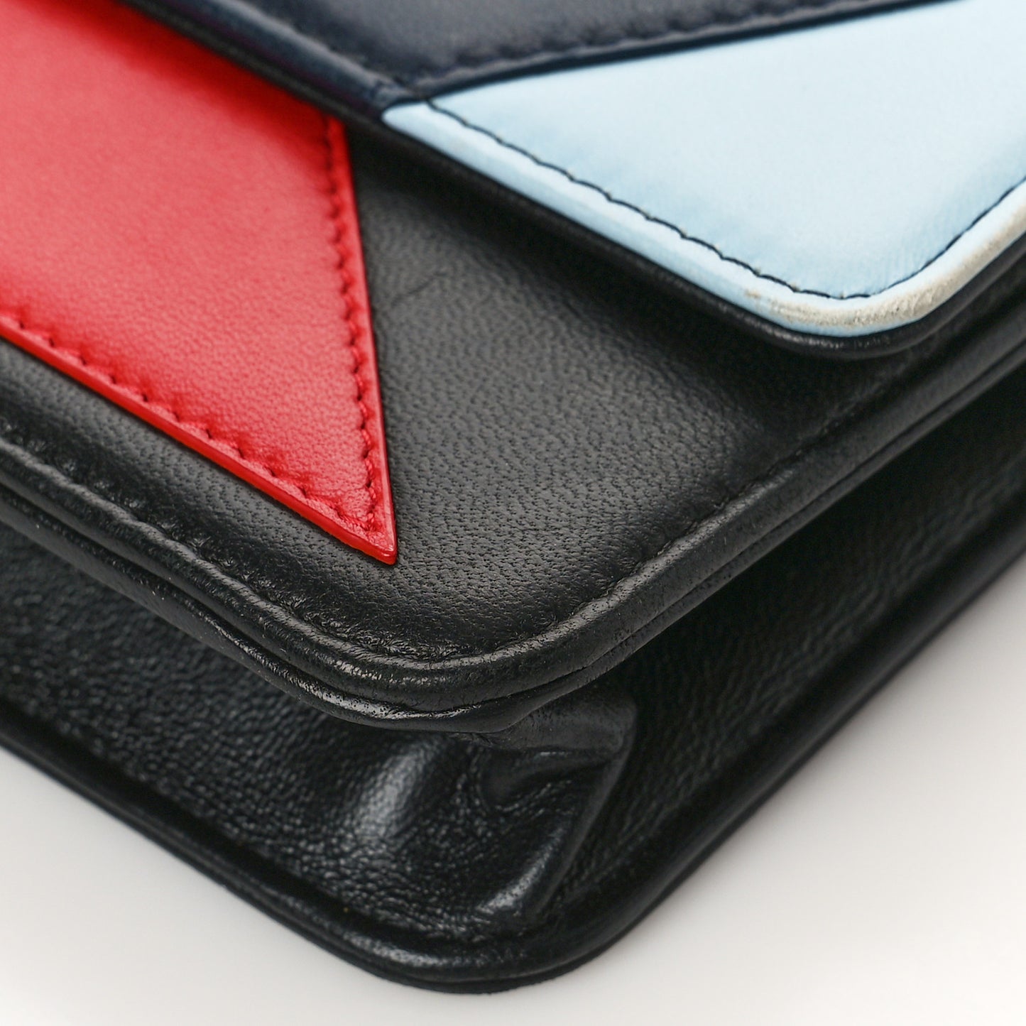 Lambskin Airlines Wallet On Chain WOC Blue Black Red