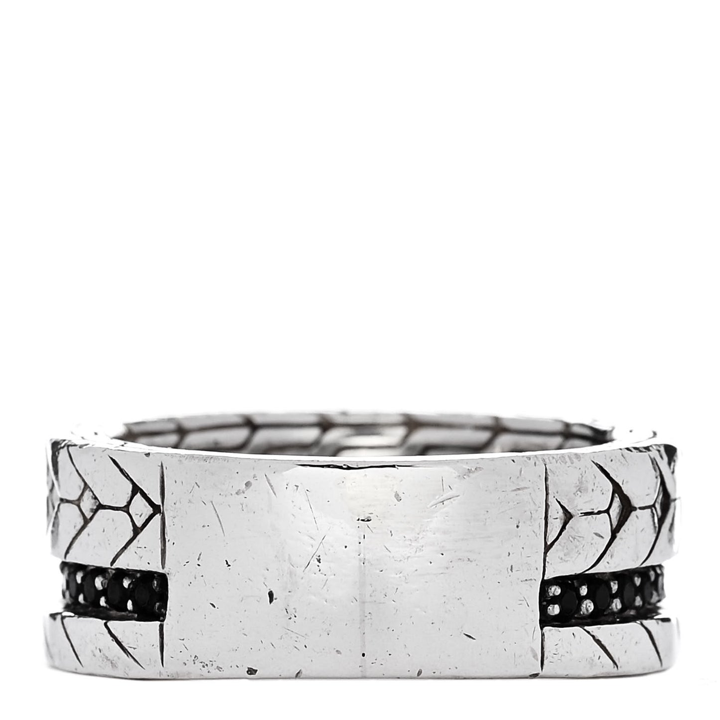 Sterling Silver Black Sapphire Black Spinel Modern Chain Band Ring 58 8.5