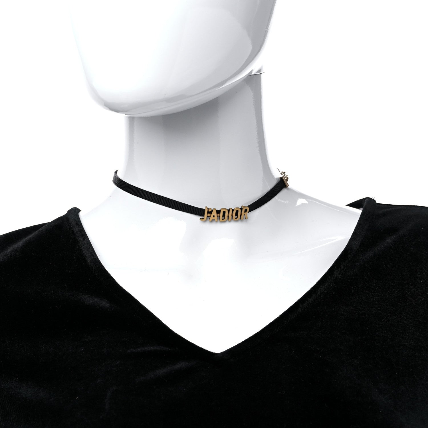 Christian Dior Grosgrain Ribbon J'Adior Logo Choker Necklace Black 2 of 3