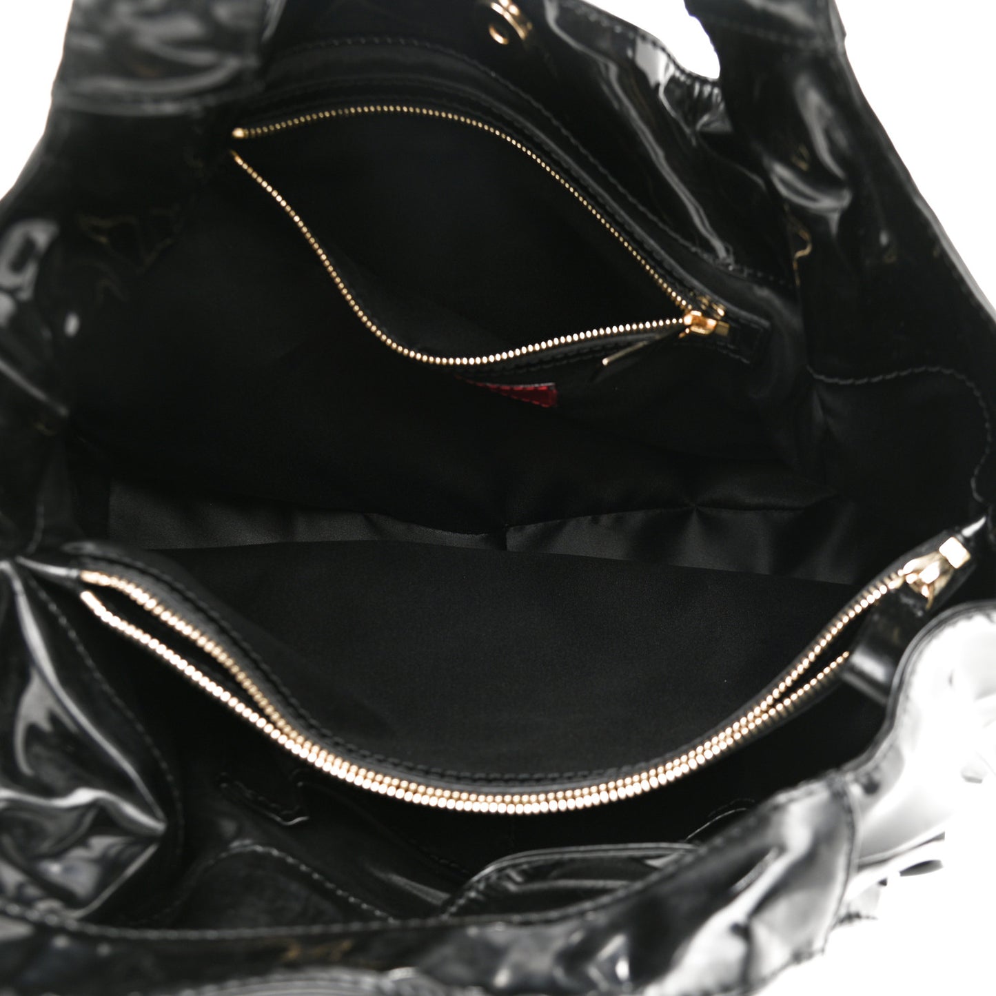 Patent Lacca Small Nuage Bow Hobo Black