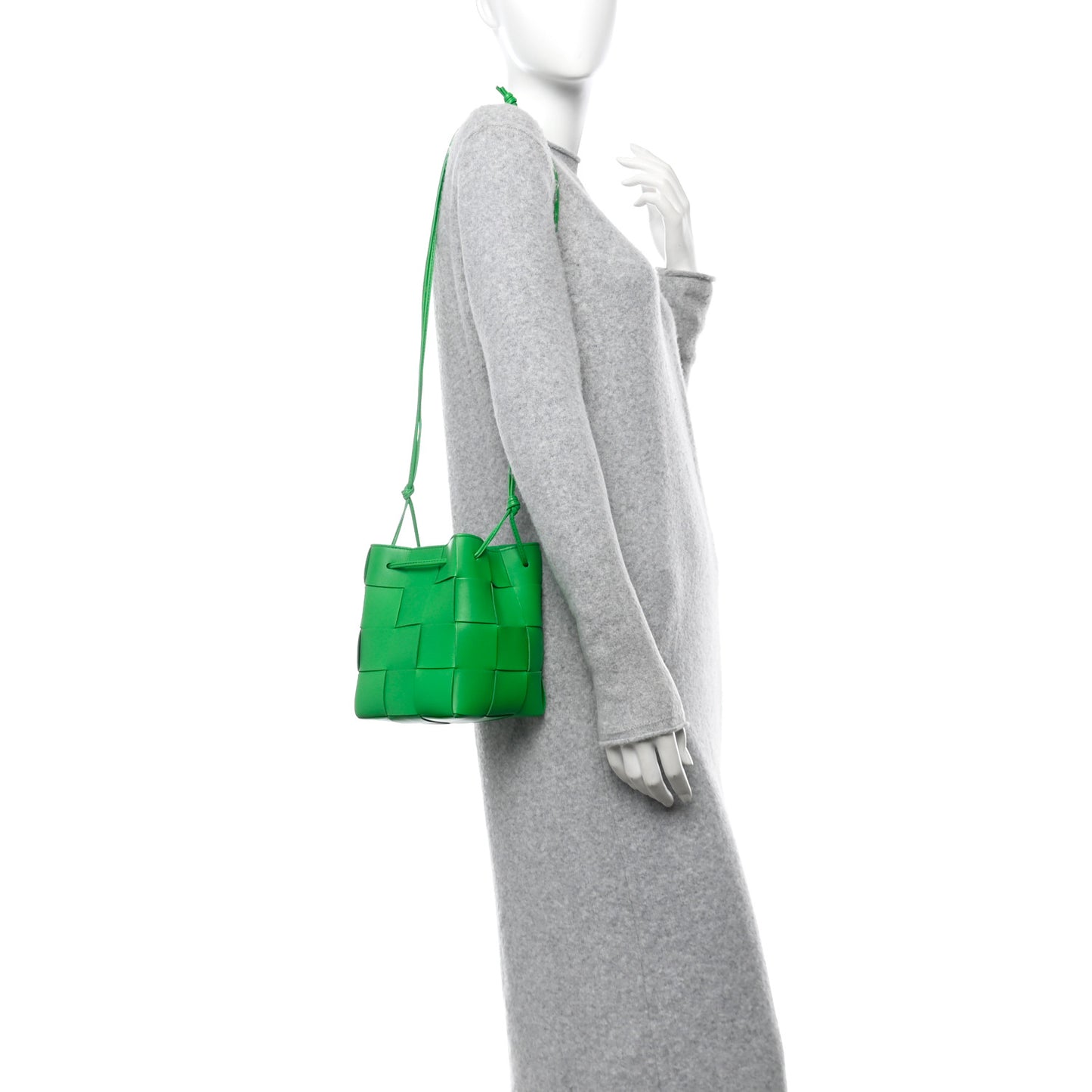 Nappa Maxi Intrecciato Small Cassette Bucket Bag Parakeet