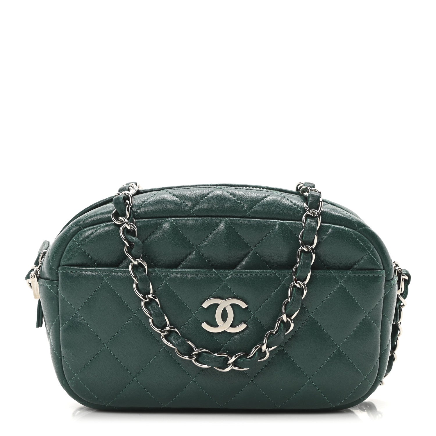 Chanel Lambskin Quilted Small Timeless Camera Case Green 1724856