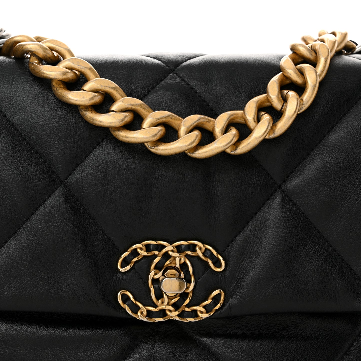Lambskin Quilted Large Chanel 19 Flap Black