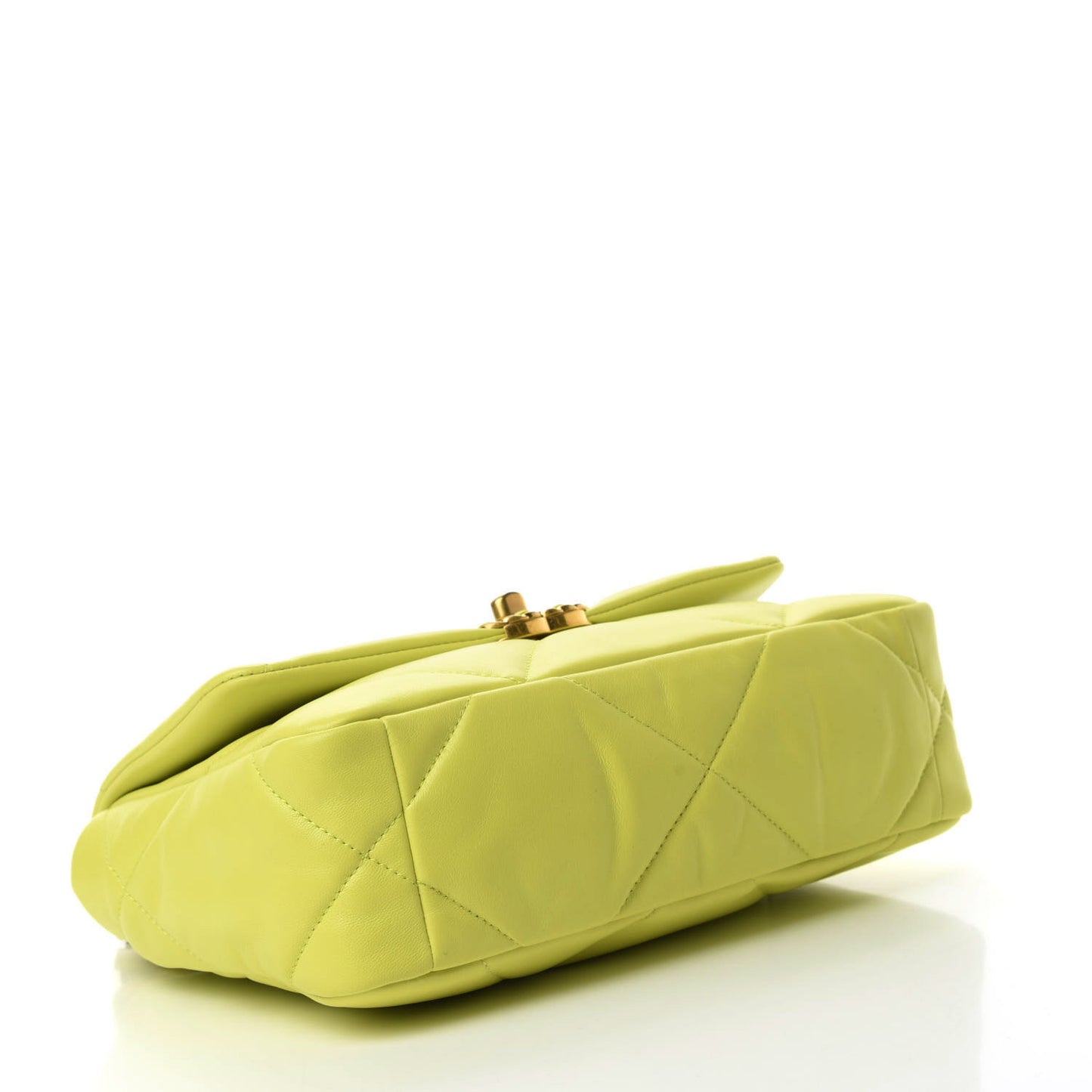Shiny Lambskin Quilted Medium Chanel 19 Flap Neon Yellow