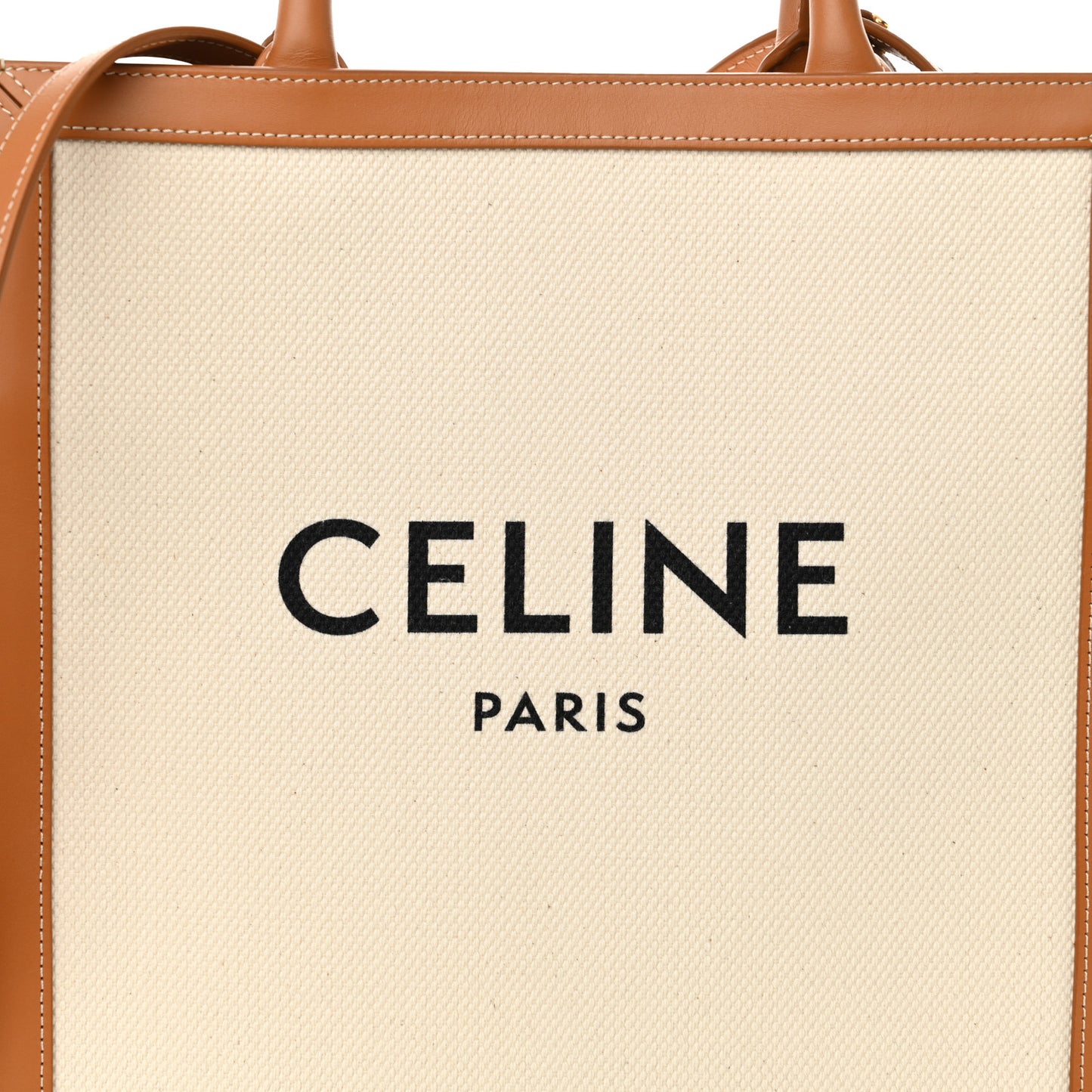 Canvas Calfskin Logo Print Small Vertical Cabas Natural Tan