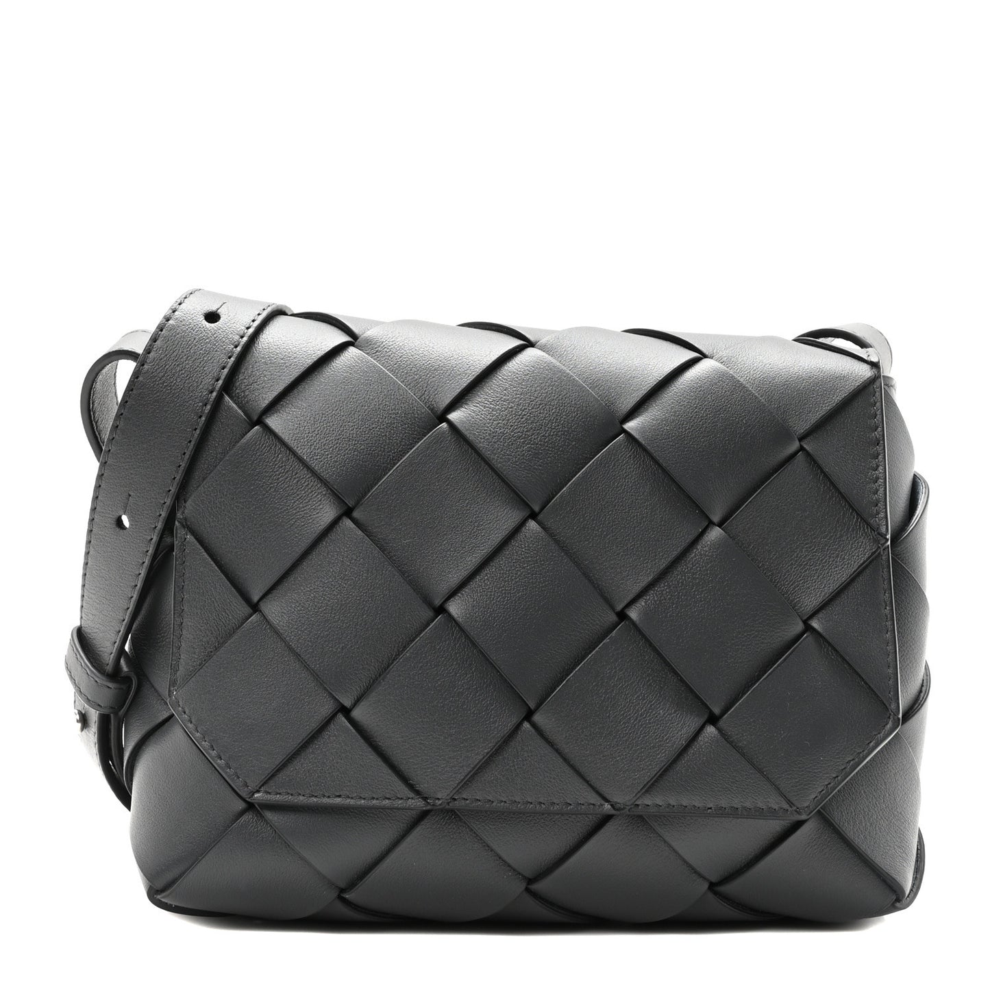 Calfskin Intreccio Diago Crossbody Bag Ardoise