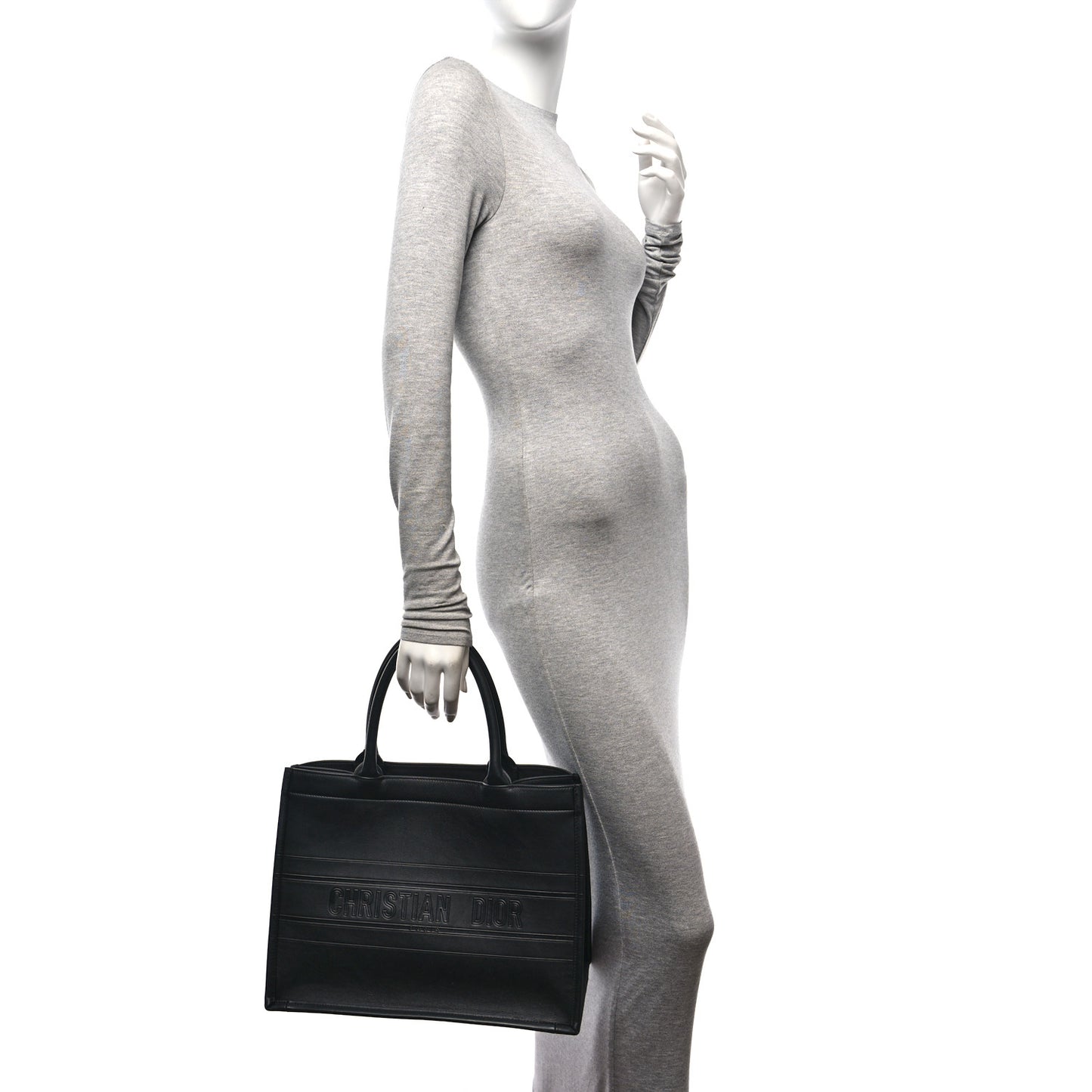 Calfskin Embossed Medium Book Tote Black