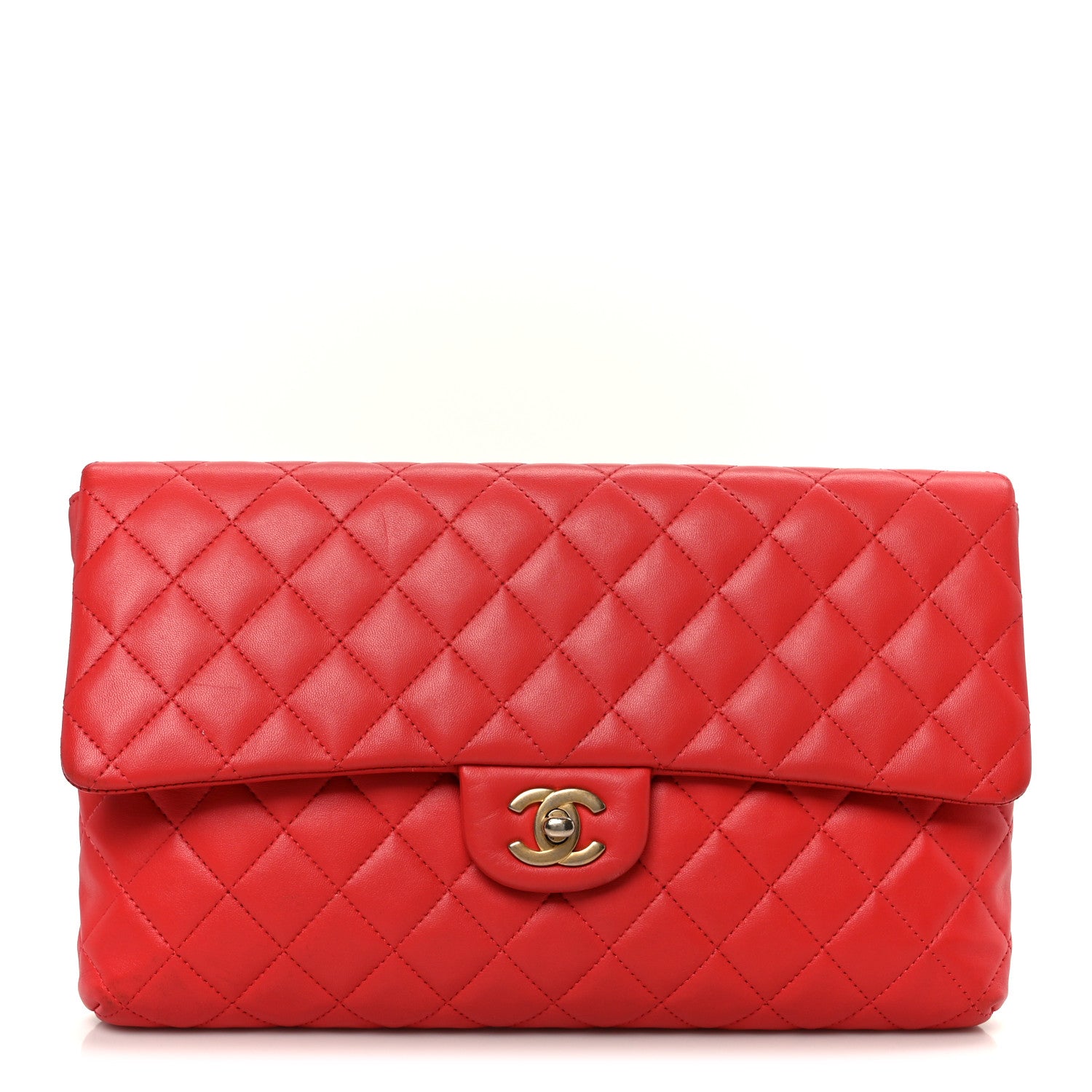 Chanel Lambskin Quilted Flap Clutch Red 1836664 – FASHIONPHILE