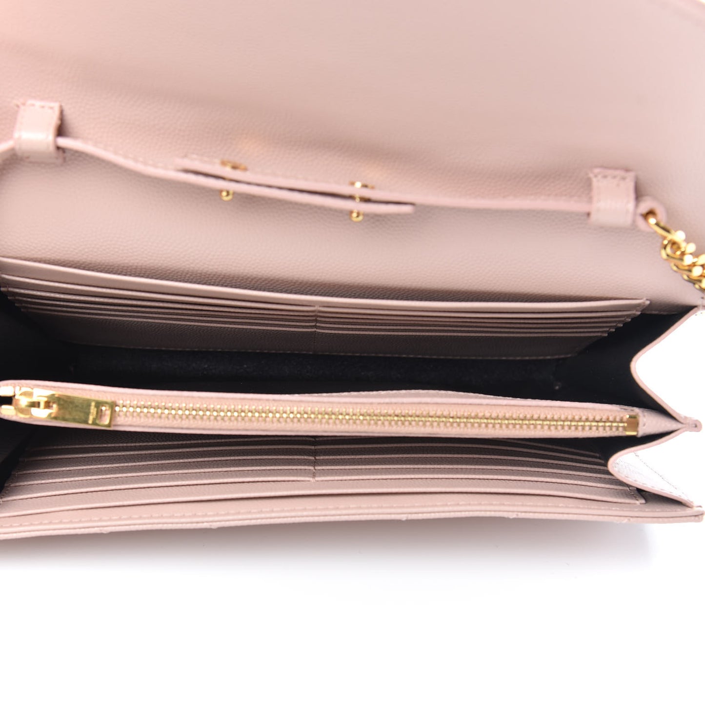 Grain De Poudre Matelasse Chevron Monogram Chain Wallet Pale Pink