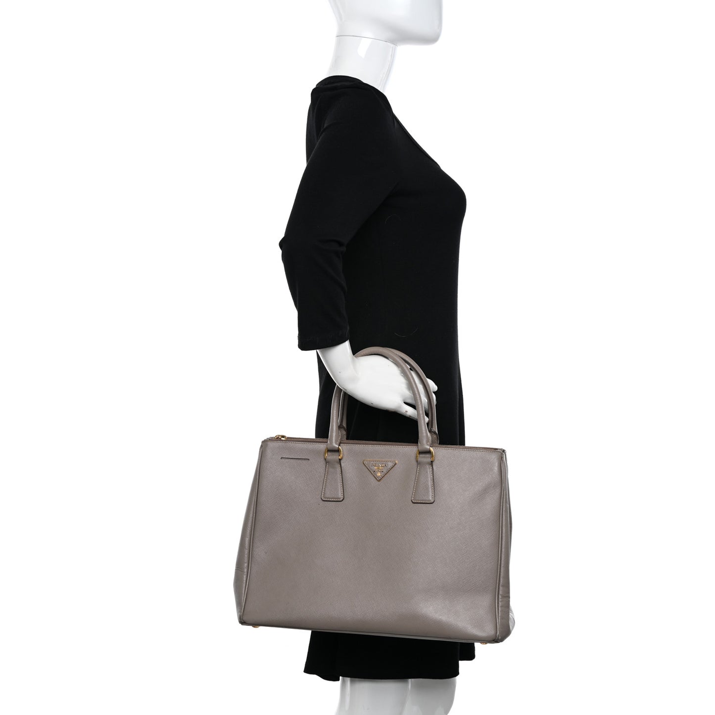 Saffiano Large Galleria Double Zip Tote Argilla