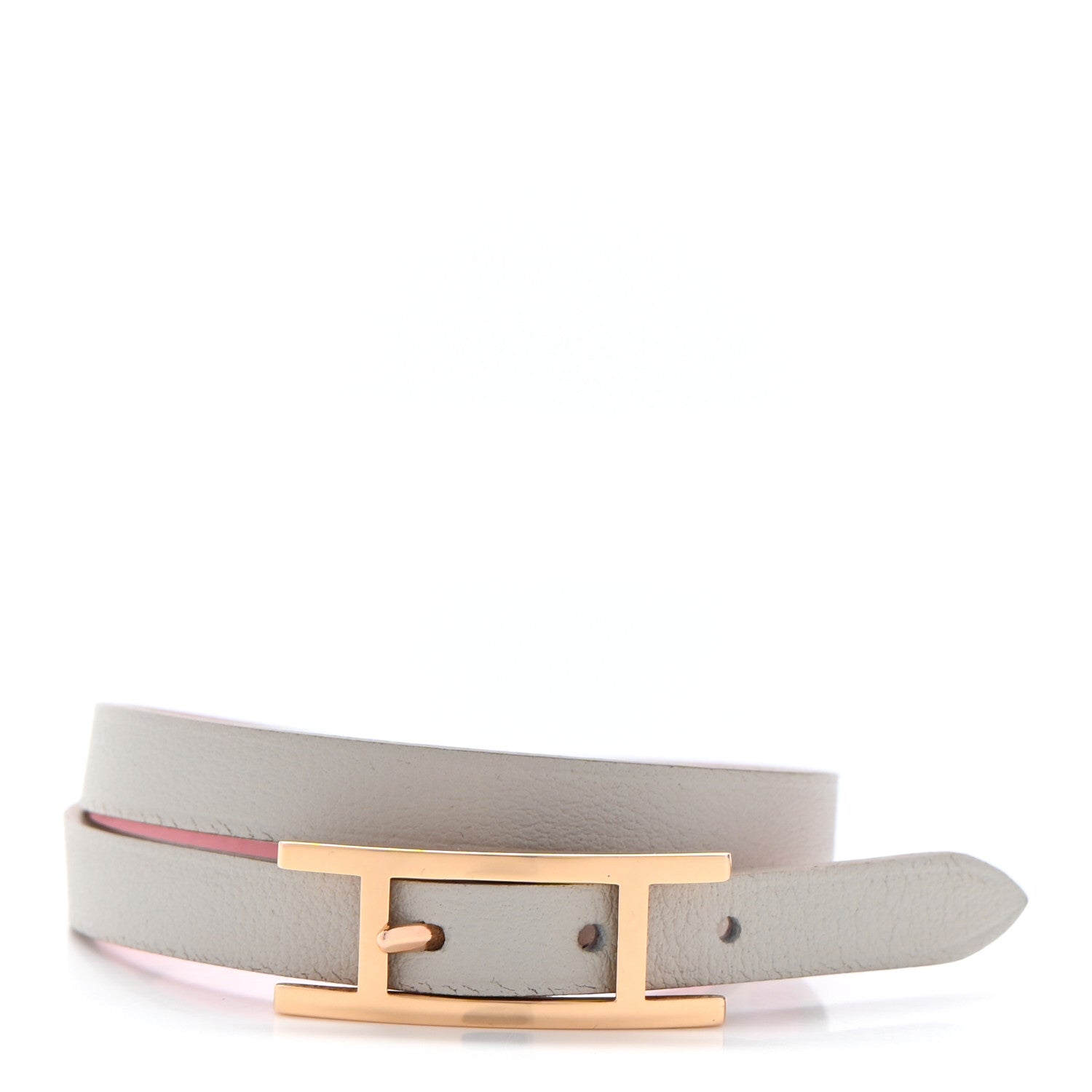 Hermes Swift Behapi Double Tour Bracelet T3 Rose Sakura Gris Perle 1 of 5