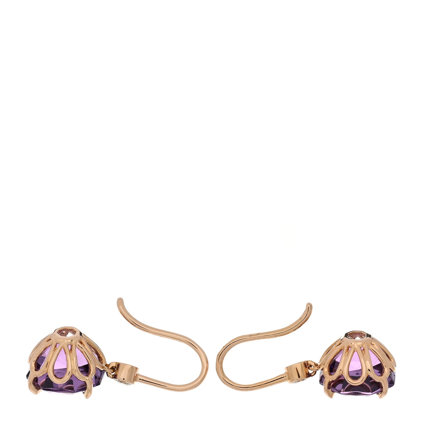 18K Rose Gold Diamond Amethyst Sparklers Drop Earrings