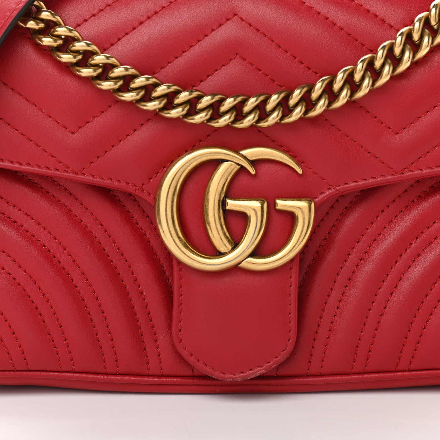 Gucci Calfskin Matelasse Small GG Marmont Shoulder Bag Hibiscus Red 8 of 12