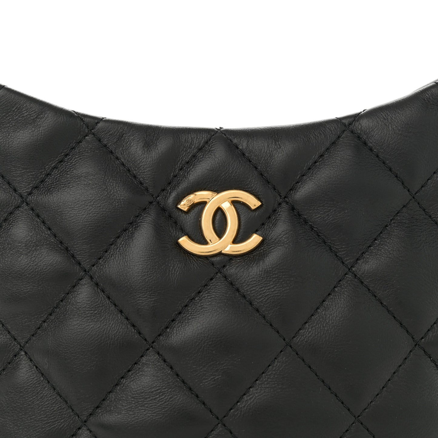 Lambskin Quilted CC Links Hobo Black