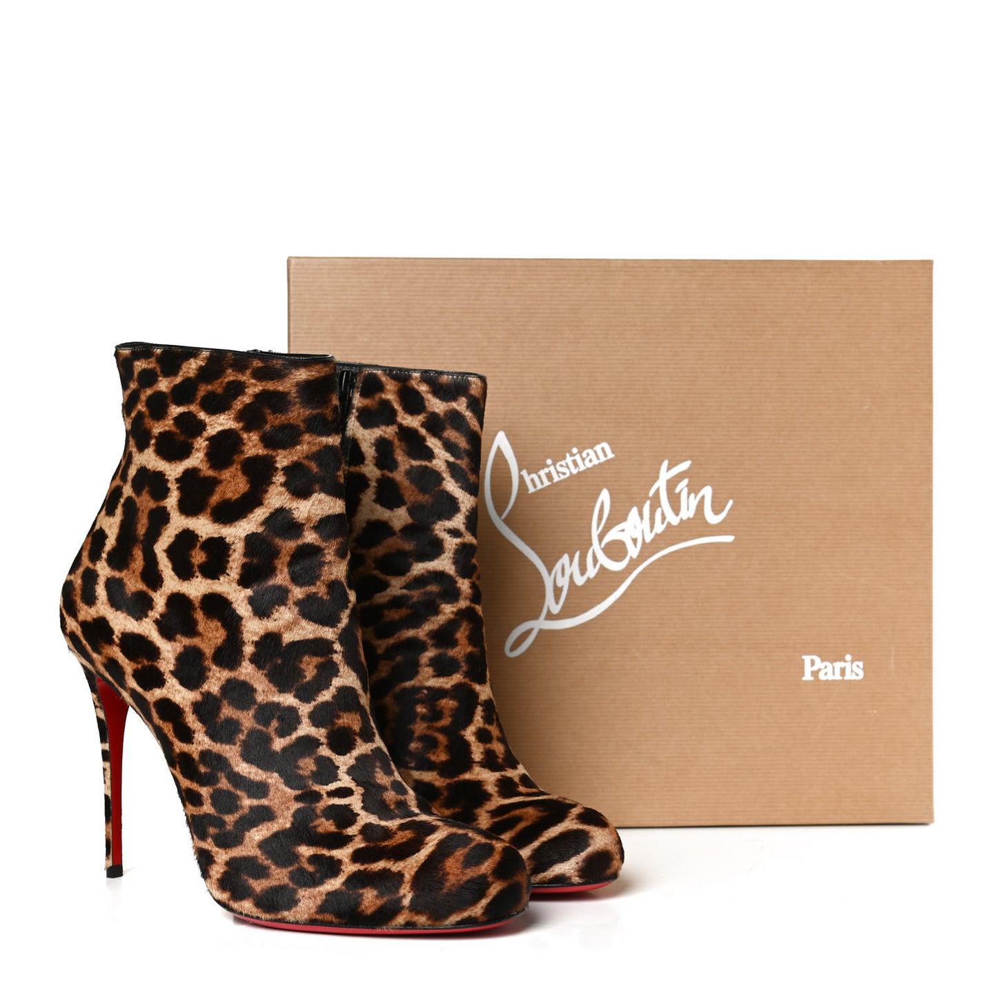 Calf Hair Leopard Print Ankle Boots 40.5
