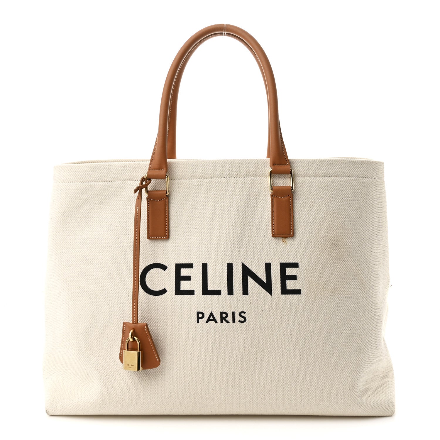 Celine Canvas Calfskin Horizontal Cabas Natural Tan 1748037