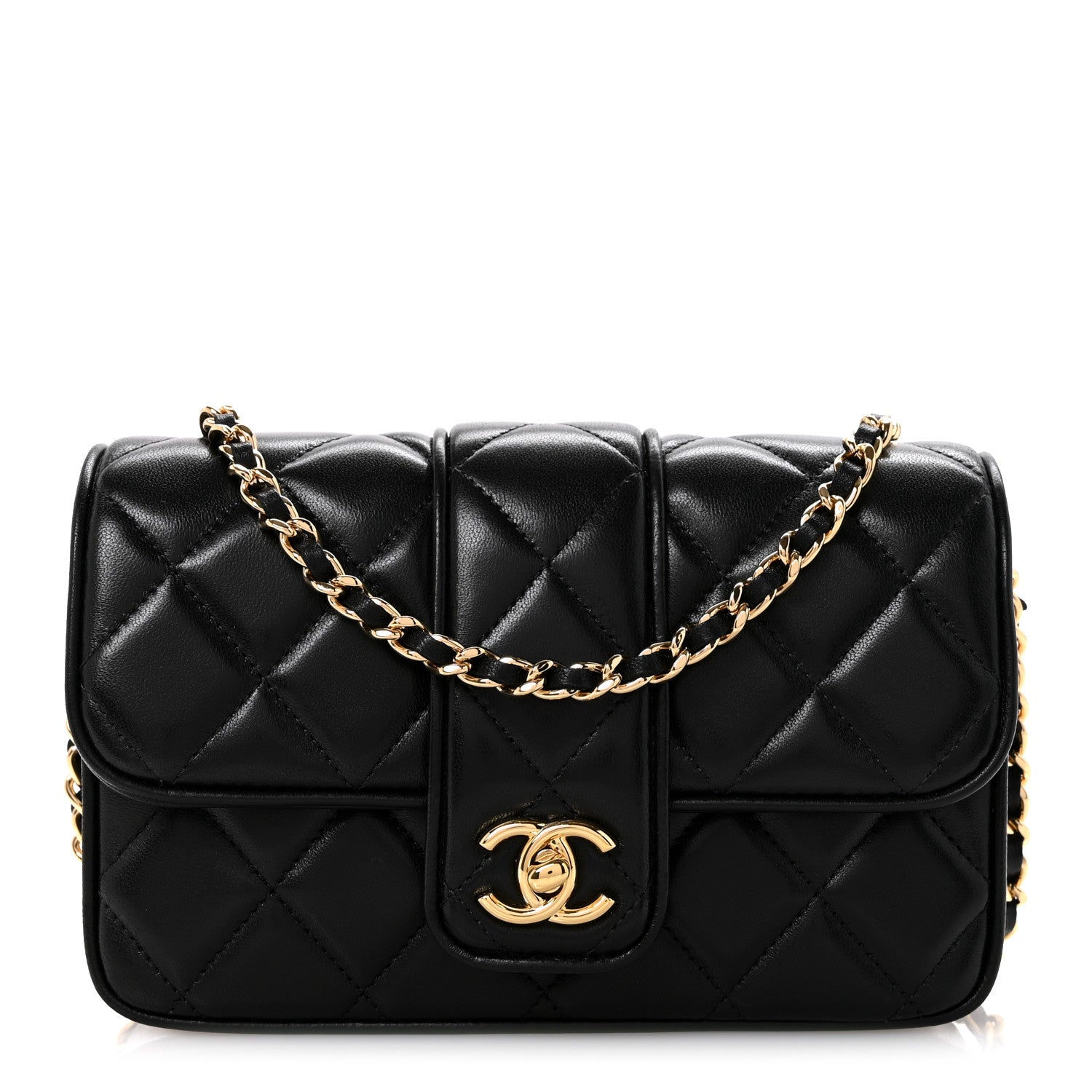 CHANNEL S 　MINI Chanel Lambskin Quilted Tab Mini Flap Black 1781720 – FASHIONPHILE