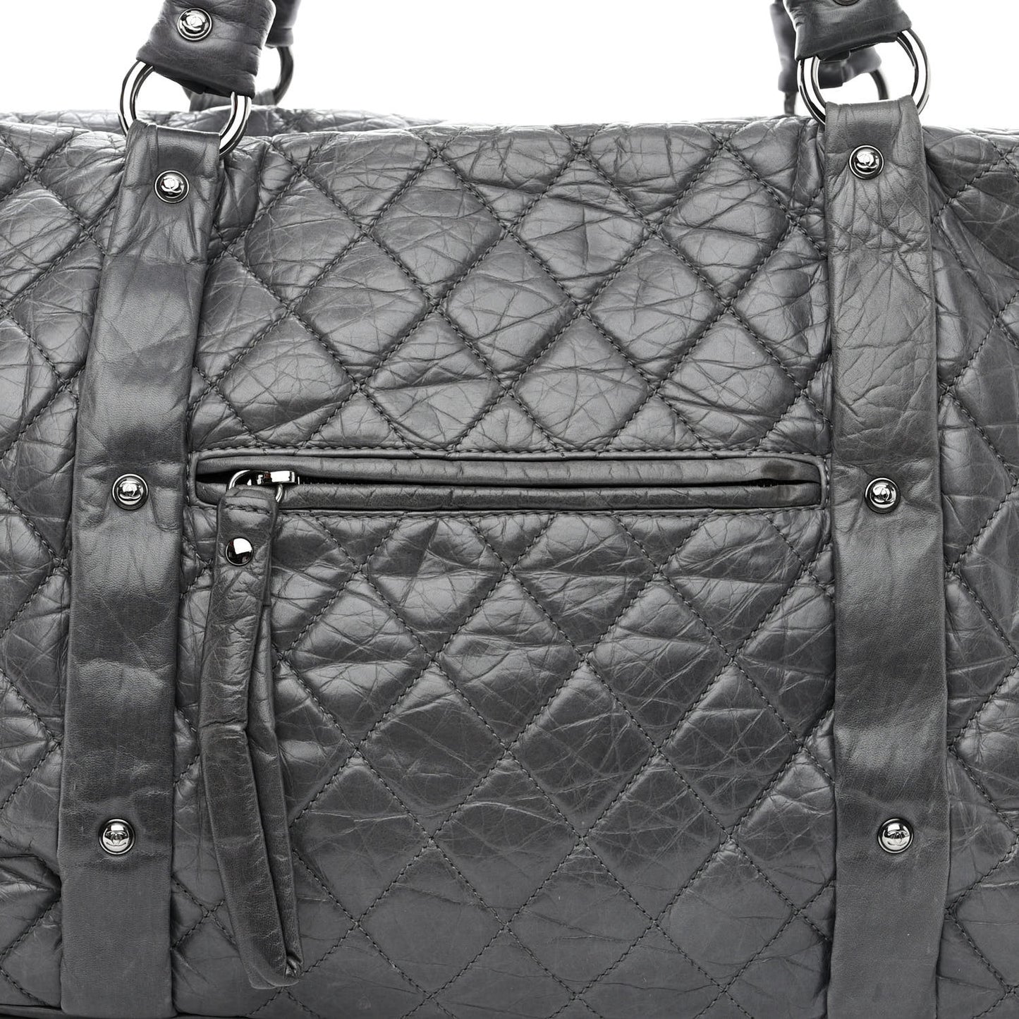 Aged Calfskin Vintage Ligne XL Lady Braid Tote Grey