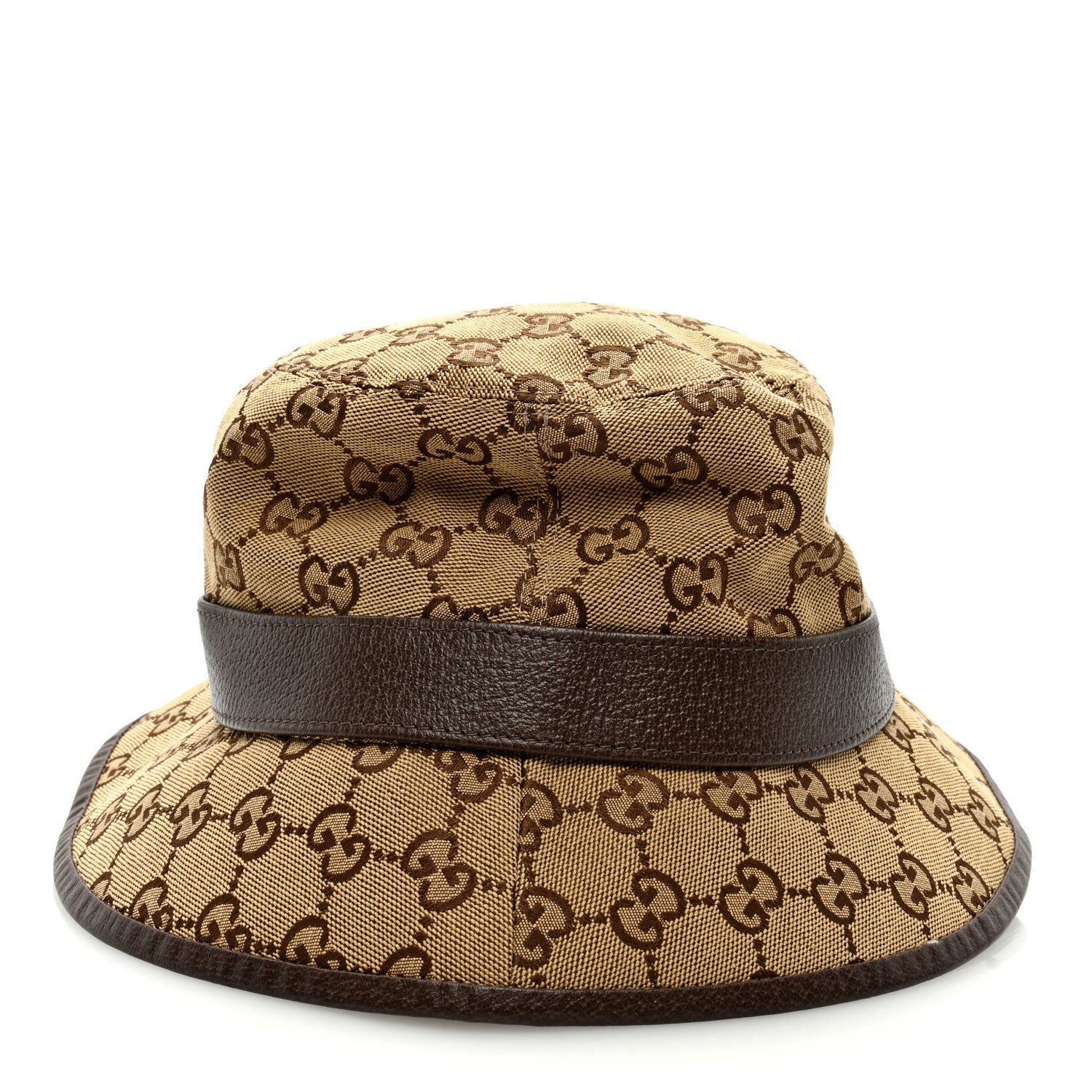 Gucci Monogram Textured Dollar Calfskin GG Jago Bucket Hat M Cacao Beige 5 of 7