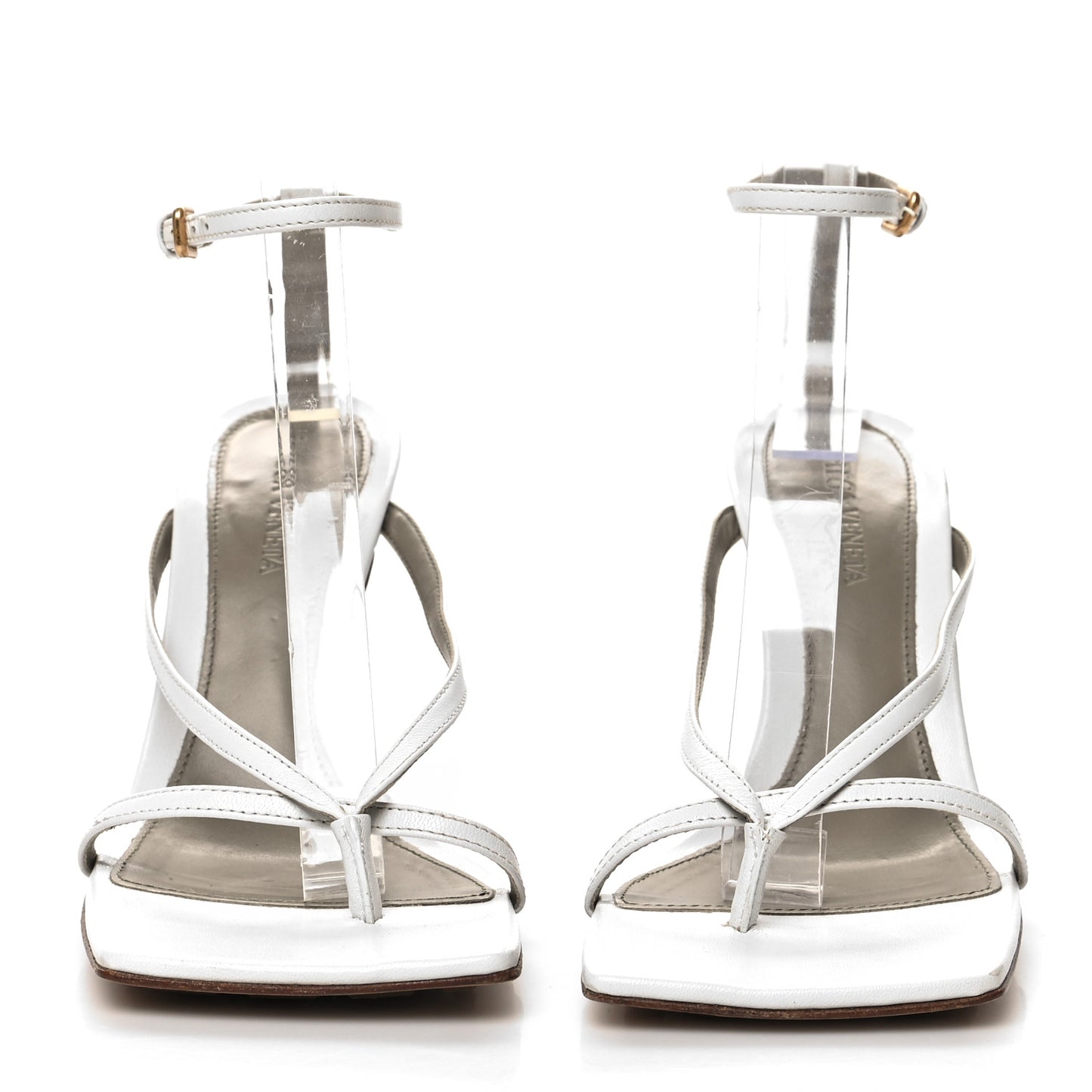 Lambskin Stretch Multi Strap 90mm Sandals 36.5 Optic White