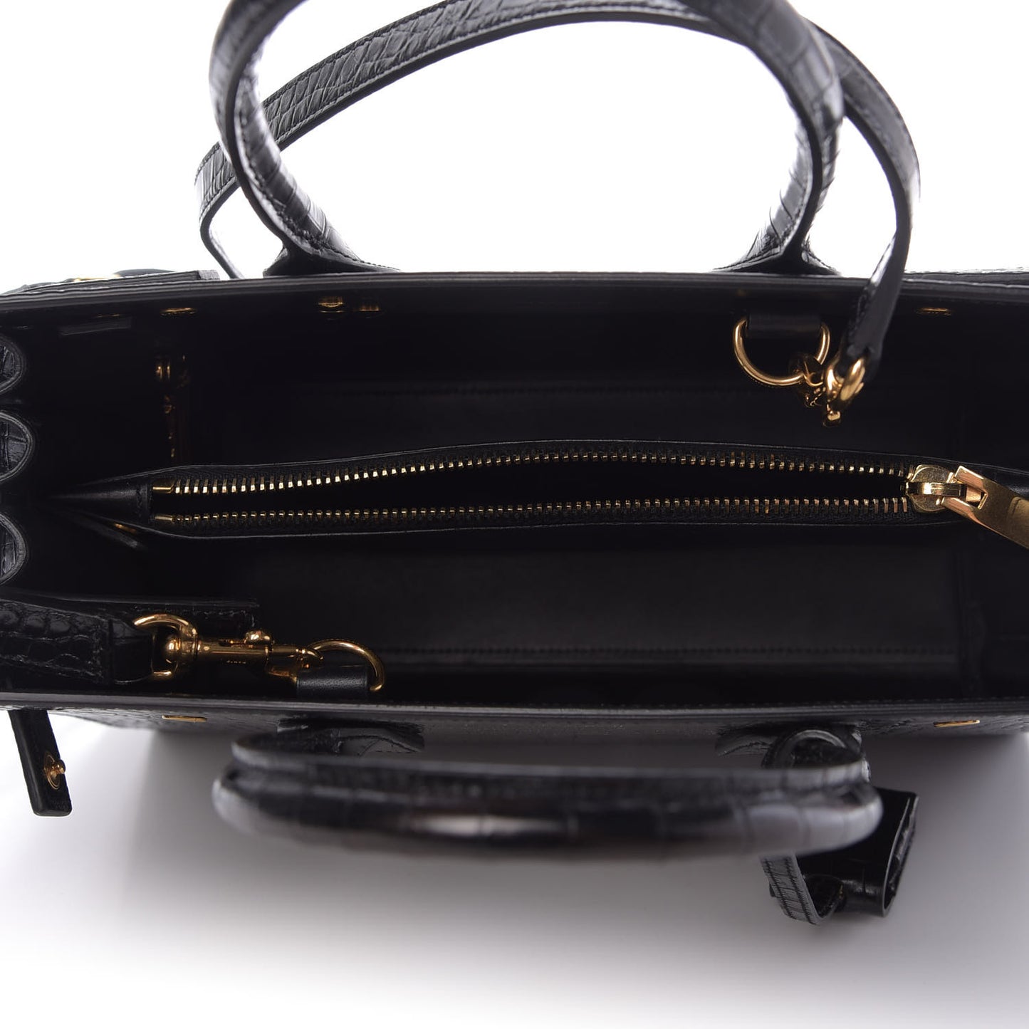 Calfskin Crocodile Embossed Baby Sac De Jour Black