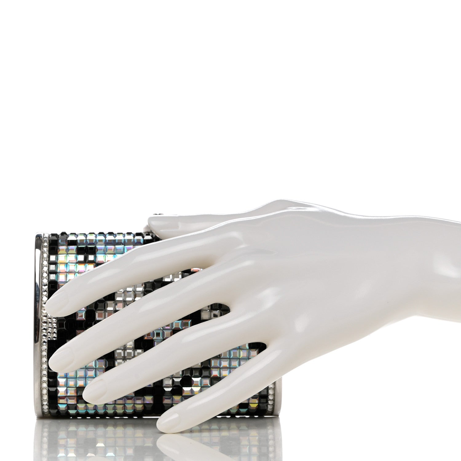 Judith Leiber Crystal Minaudiere Clutch Black Silver 2 of 9