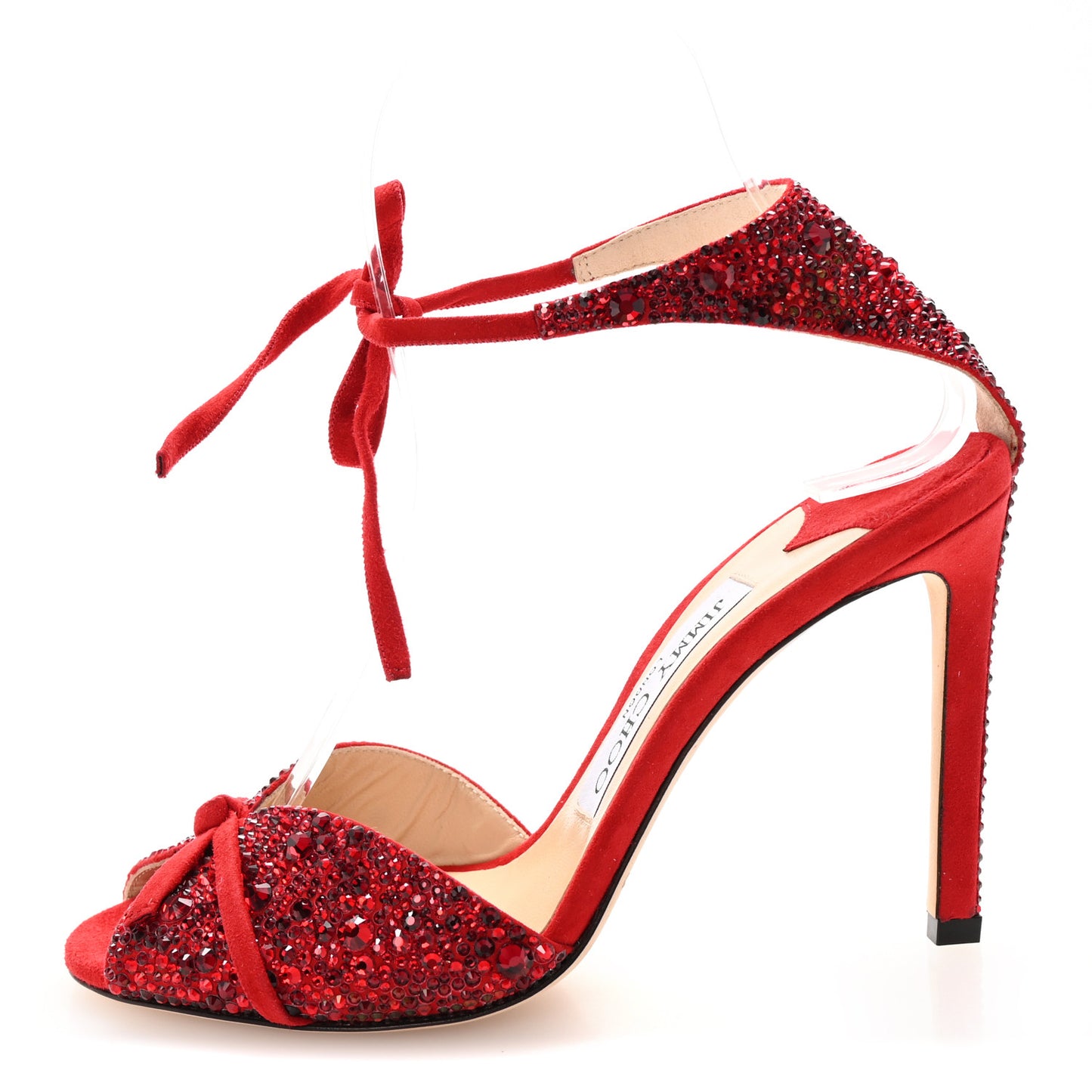 Suede Crystal Talaya 100 Pumps 35.5 Red