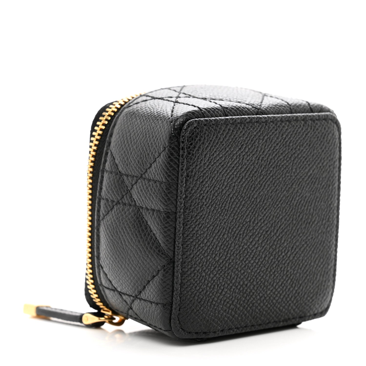 Christian Dior Grained Calfskin Cannage Mini Caro Jewelry Case Black 4 of 8