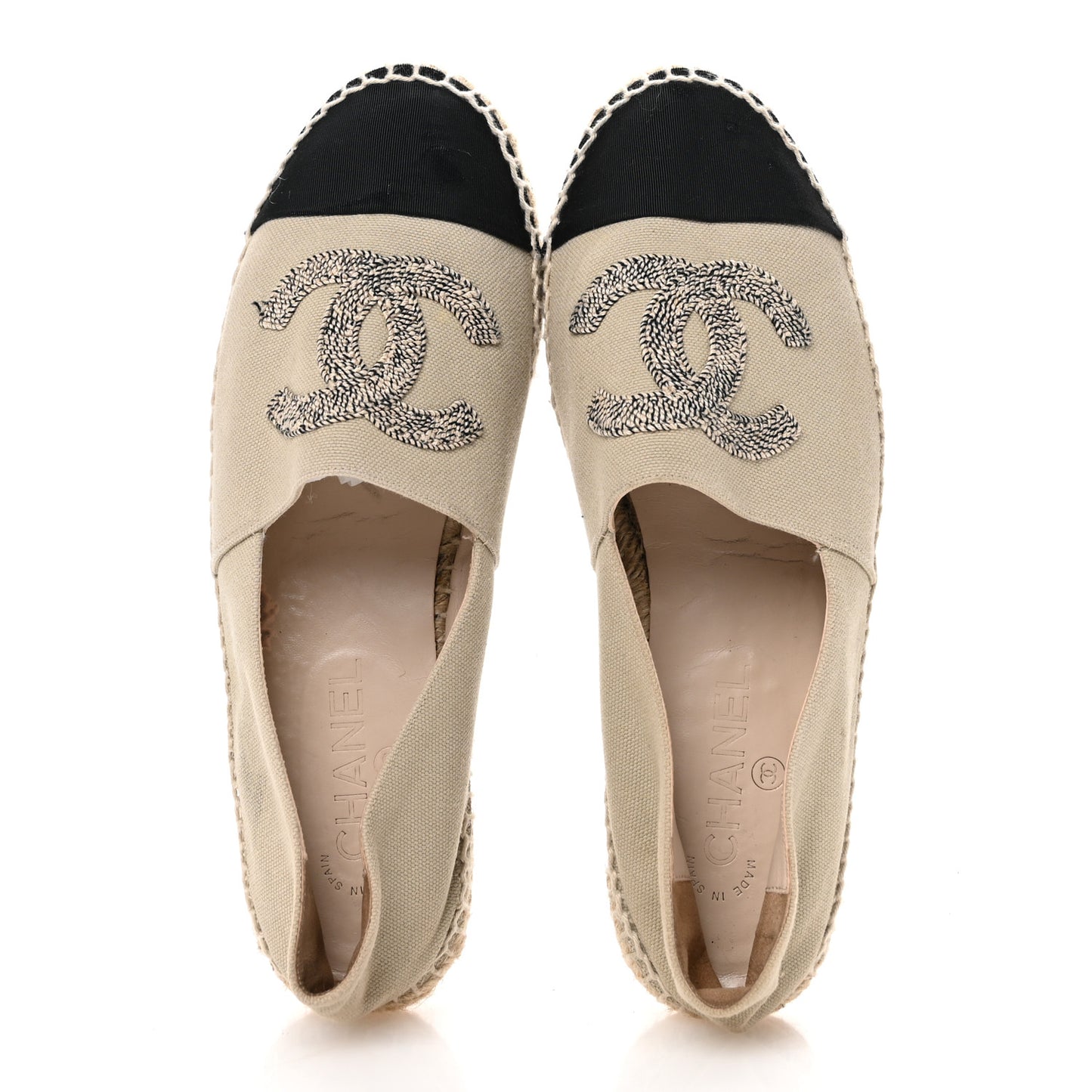 Canvas Grosgrain CC Espadrilles 40 Light Green Black