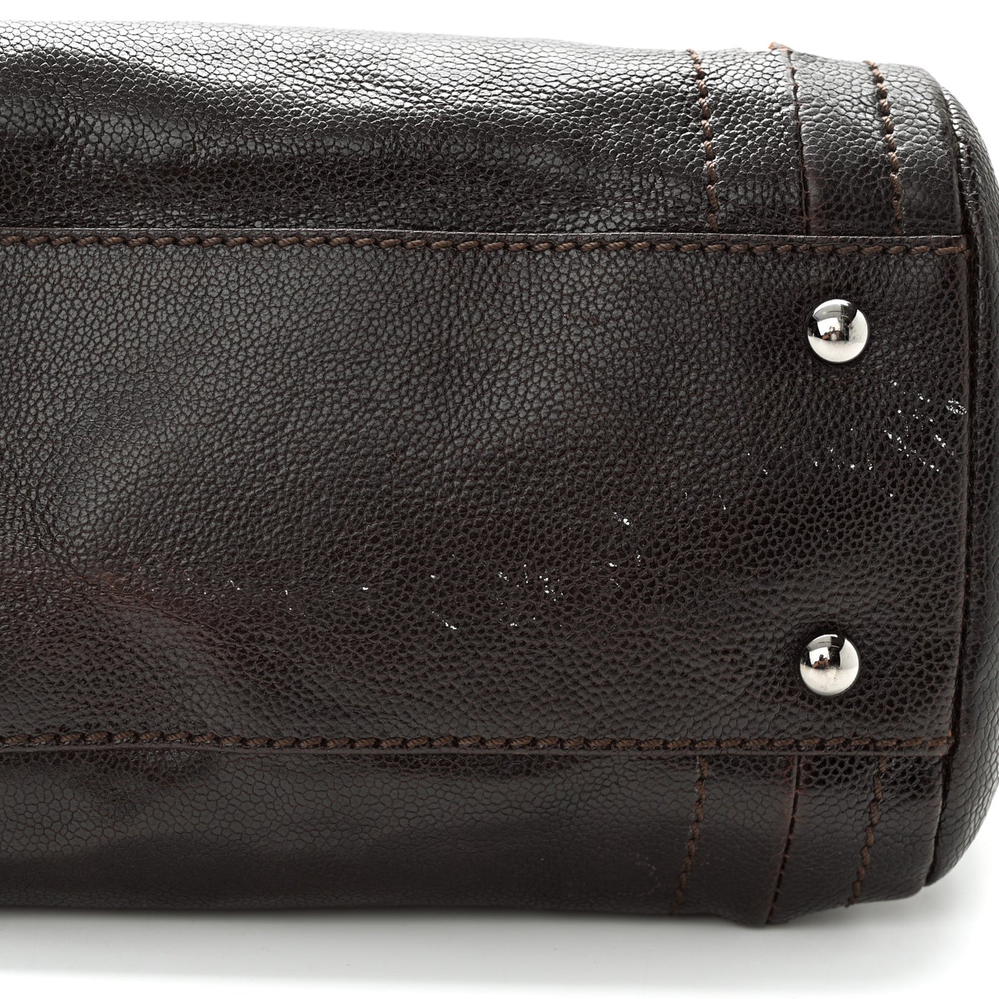 Glazed Caviar Modern Chain Tote Brown