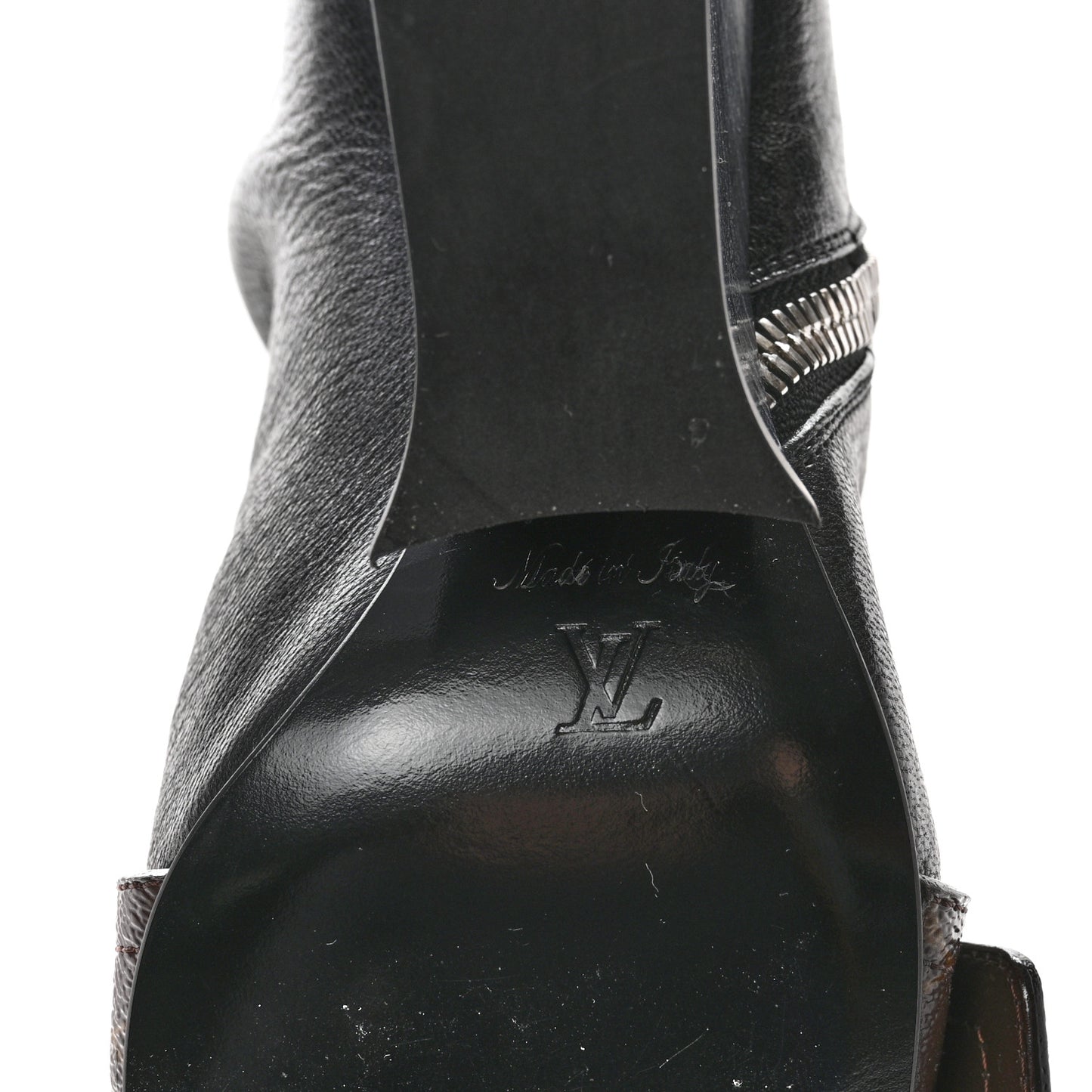 Calfskin Monogram Patti Wedge Tall Boots 36 Black