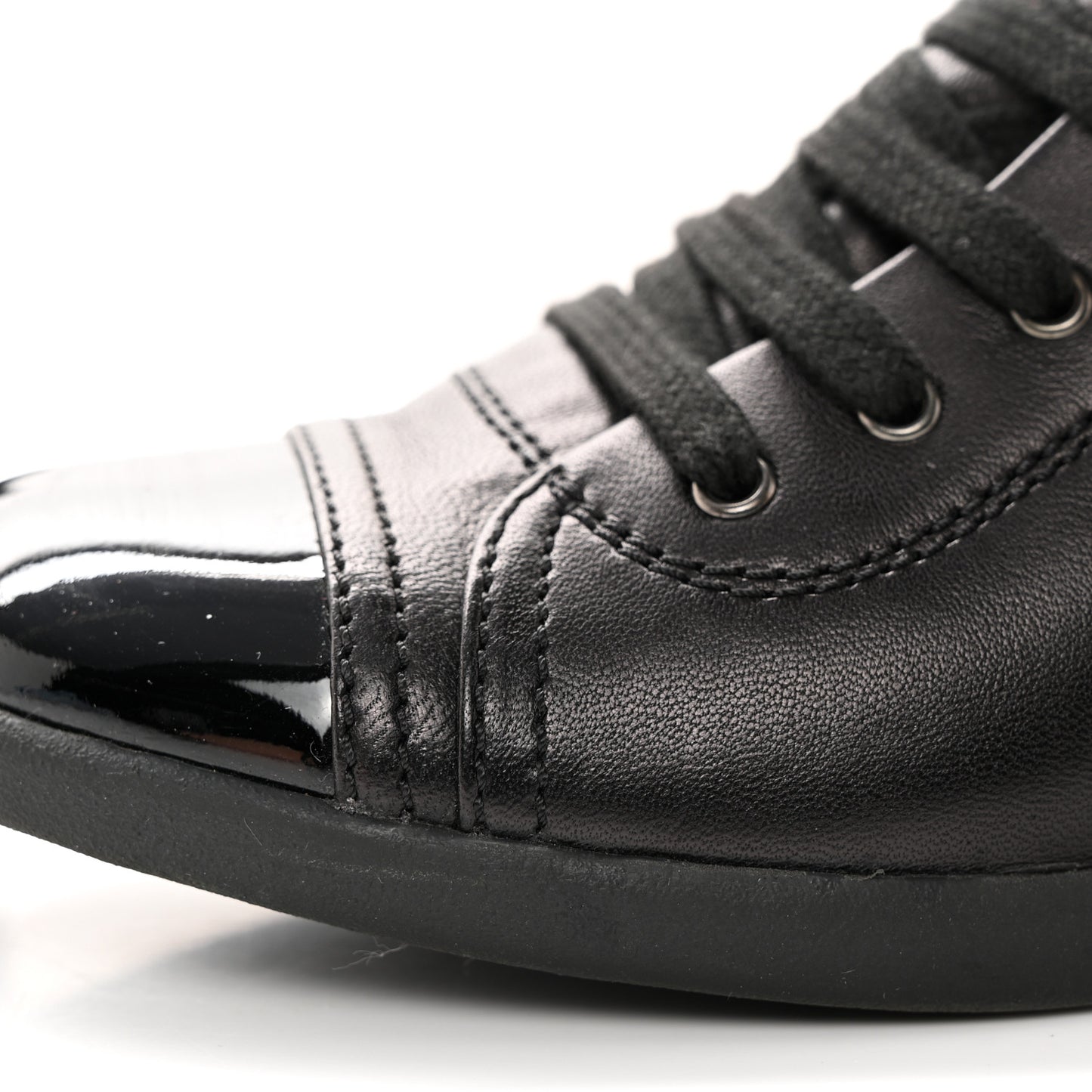 Lambskin Patent Cap Toe CC Sneakers 36 Black