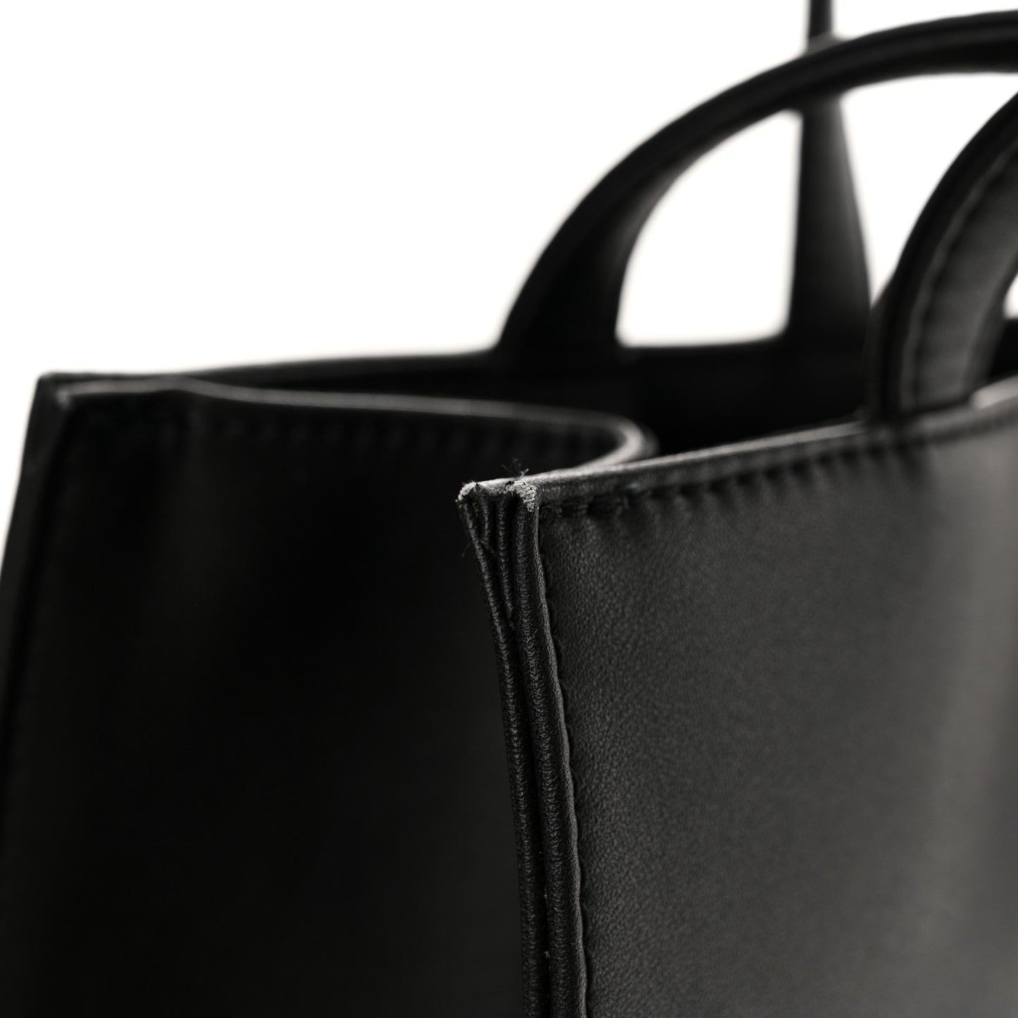 Vegan Leather Medium Shopping Bag Black
