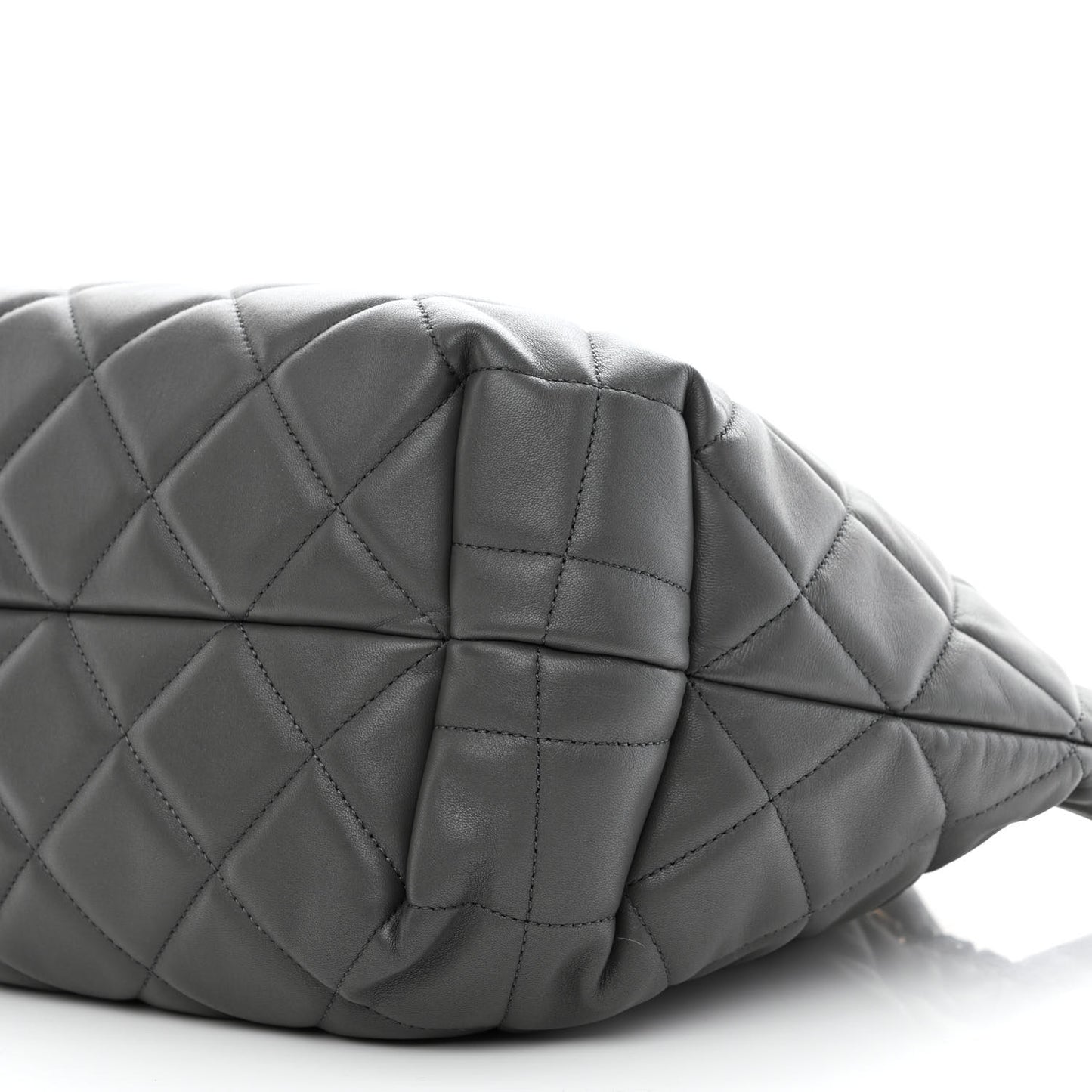 Lambskin Quilted CC Dweller Drawstring Tote Grey