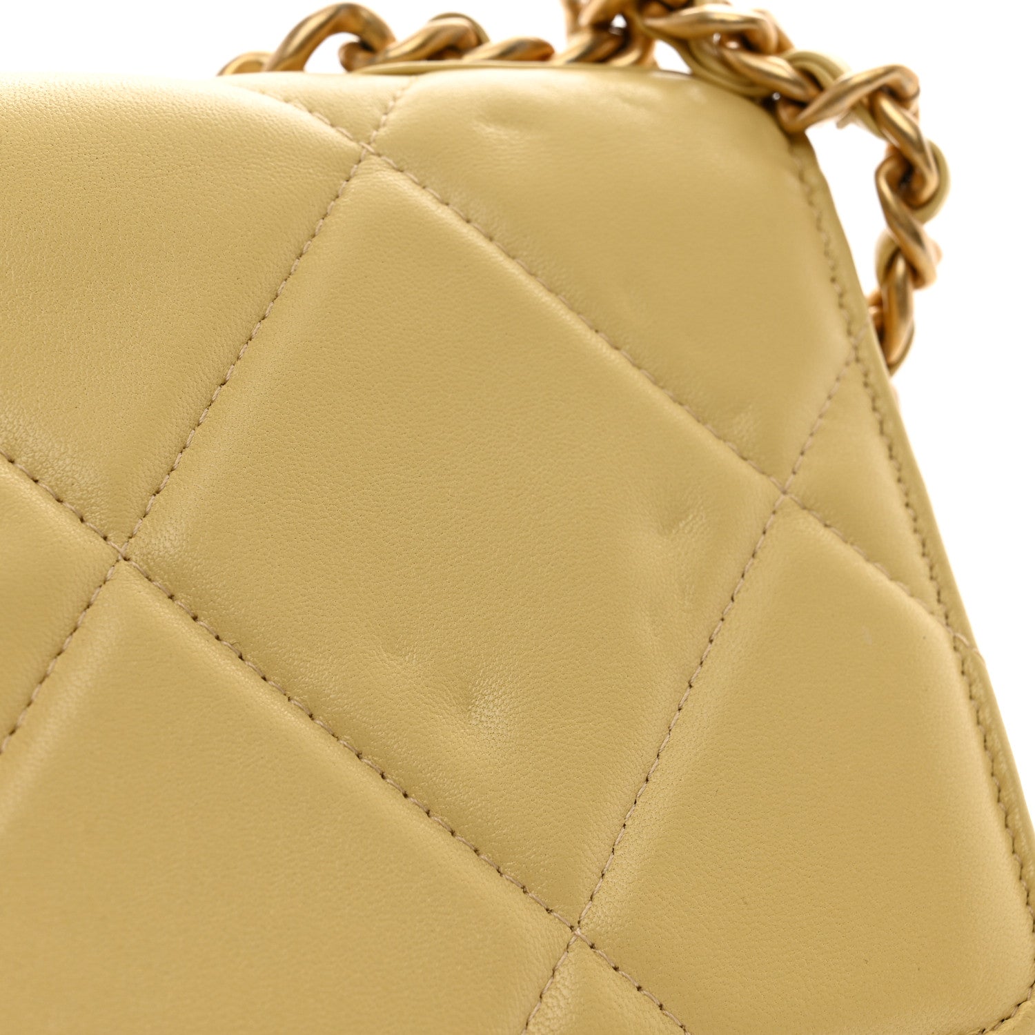 Chanel Lambskin Quilted Chanel 19 Wallet On Chain WOC Yellow 11 of 13