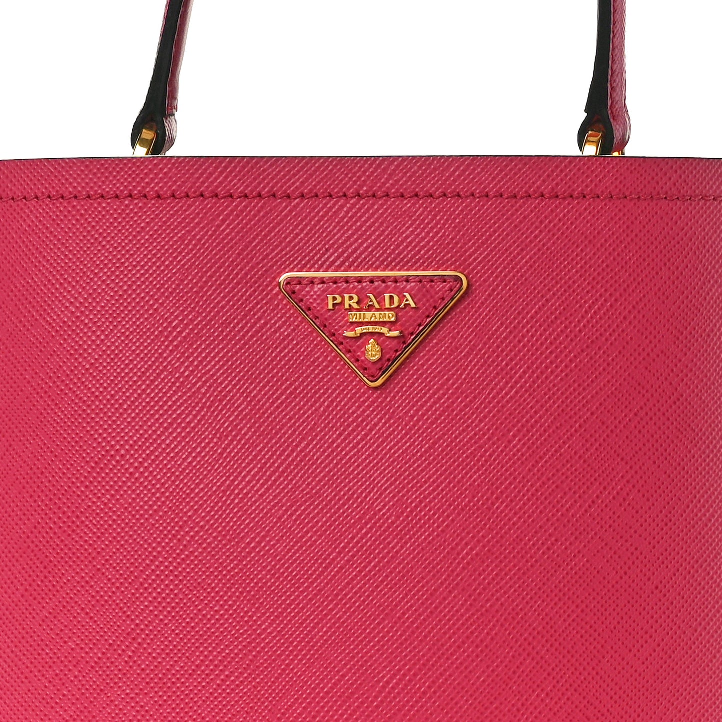 Saffiano Cuir Medium Panier Bucket Bag Magenta Black