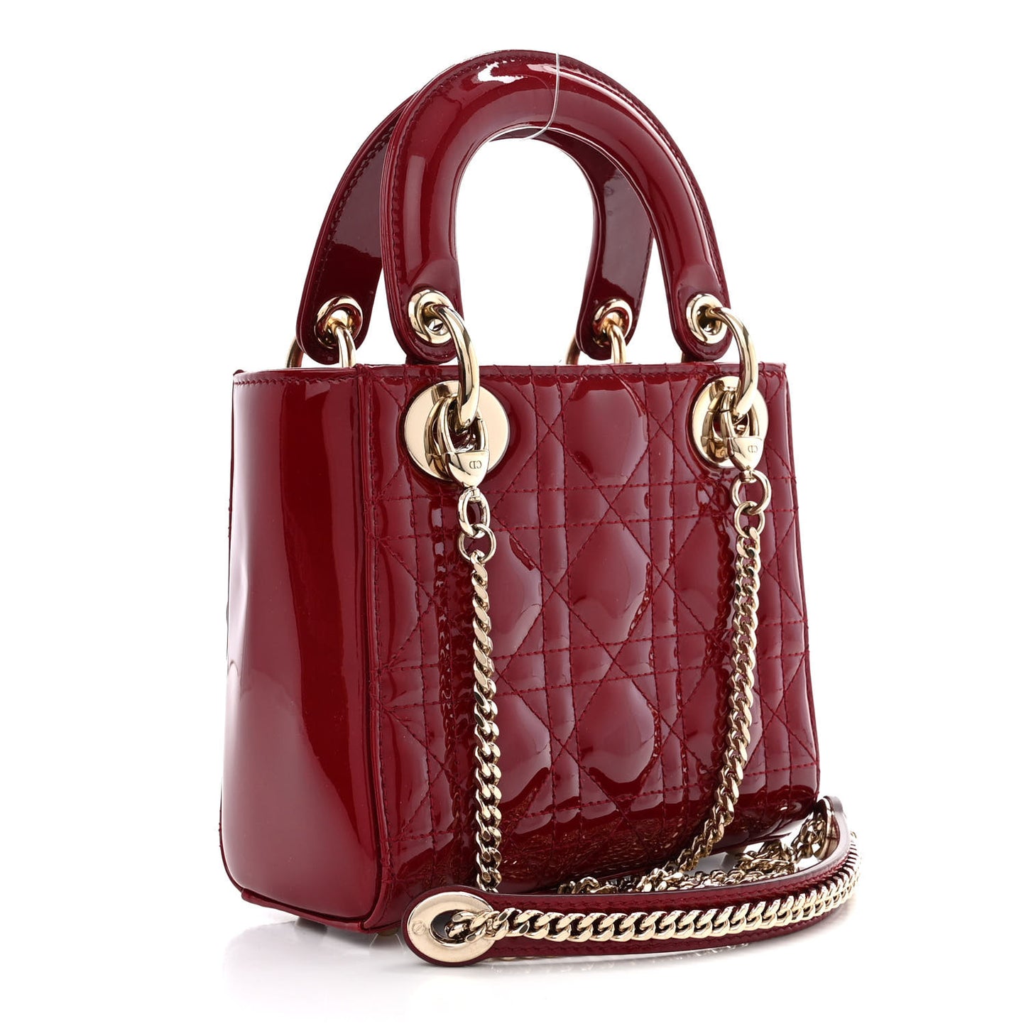 Patent Cannage Mini Lady Dior Red