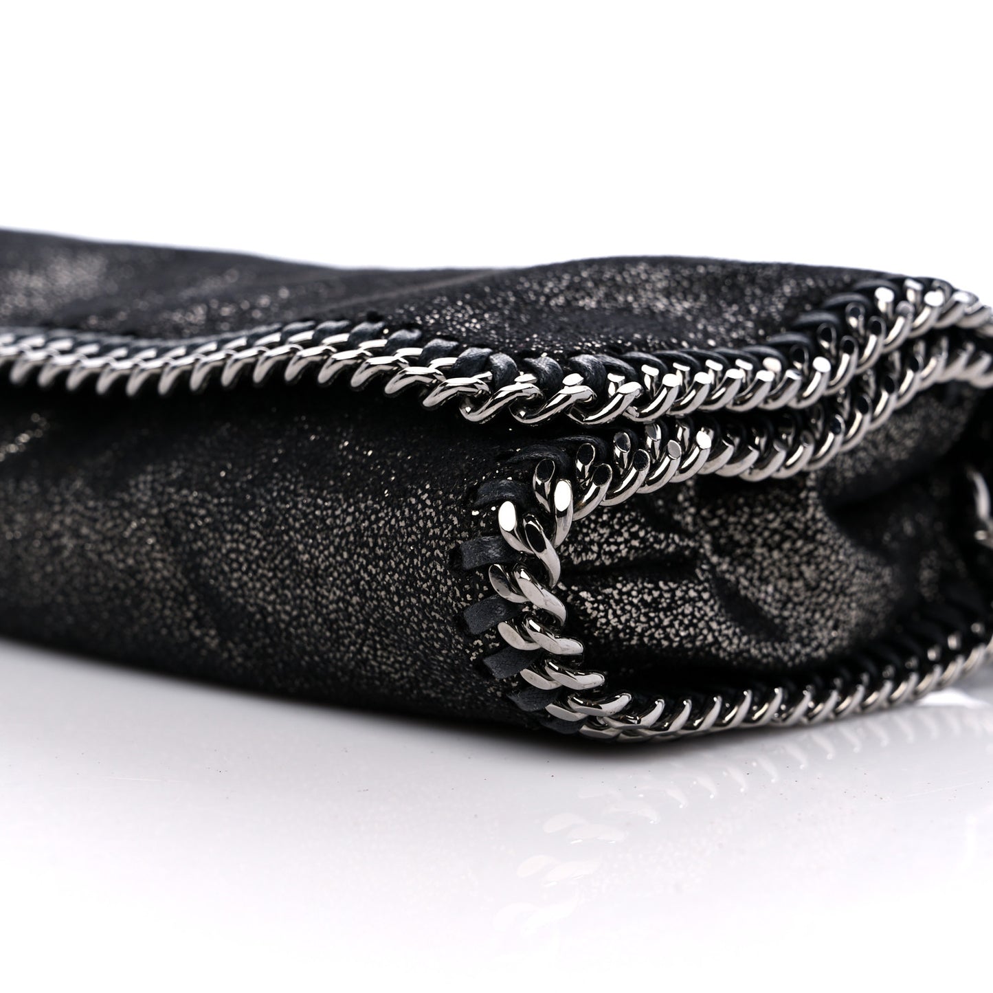 Chamois Shiny Dotted Falabella Crossbody Bag Ruthenium