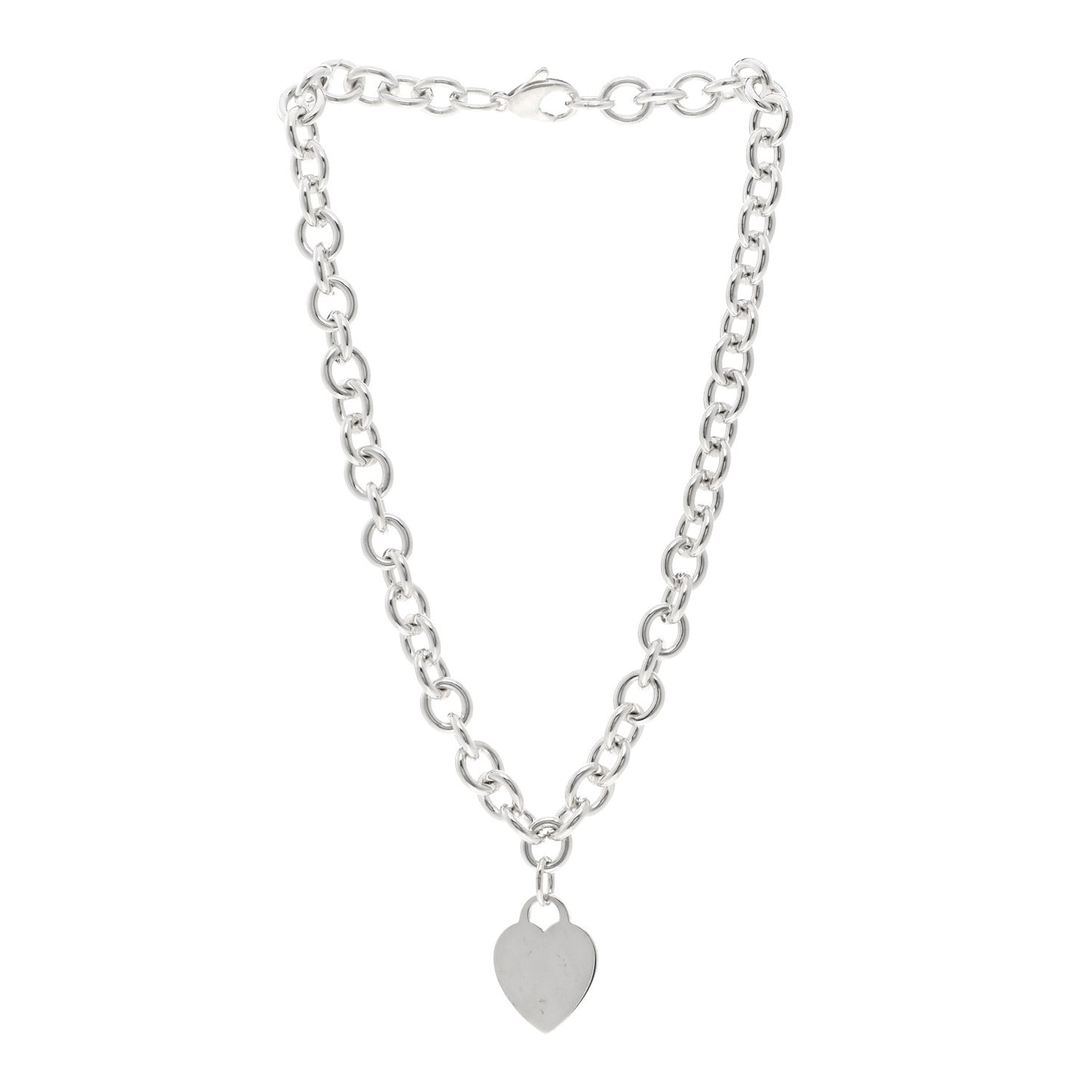 Sterling Silver Heart Tag Pendant Necklace