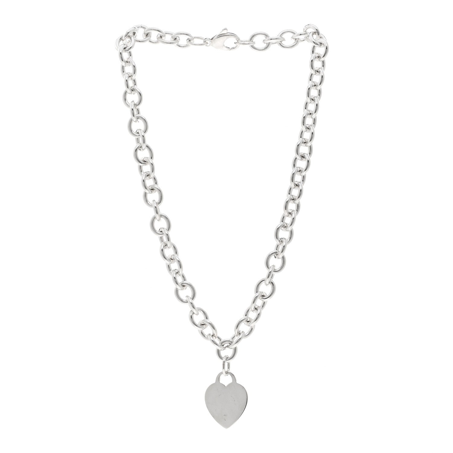 Tiffany Sterling Silver Heart Tag Pendant Necklace 3 of 4