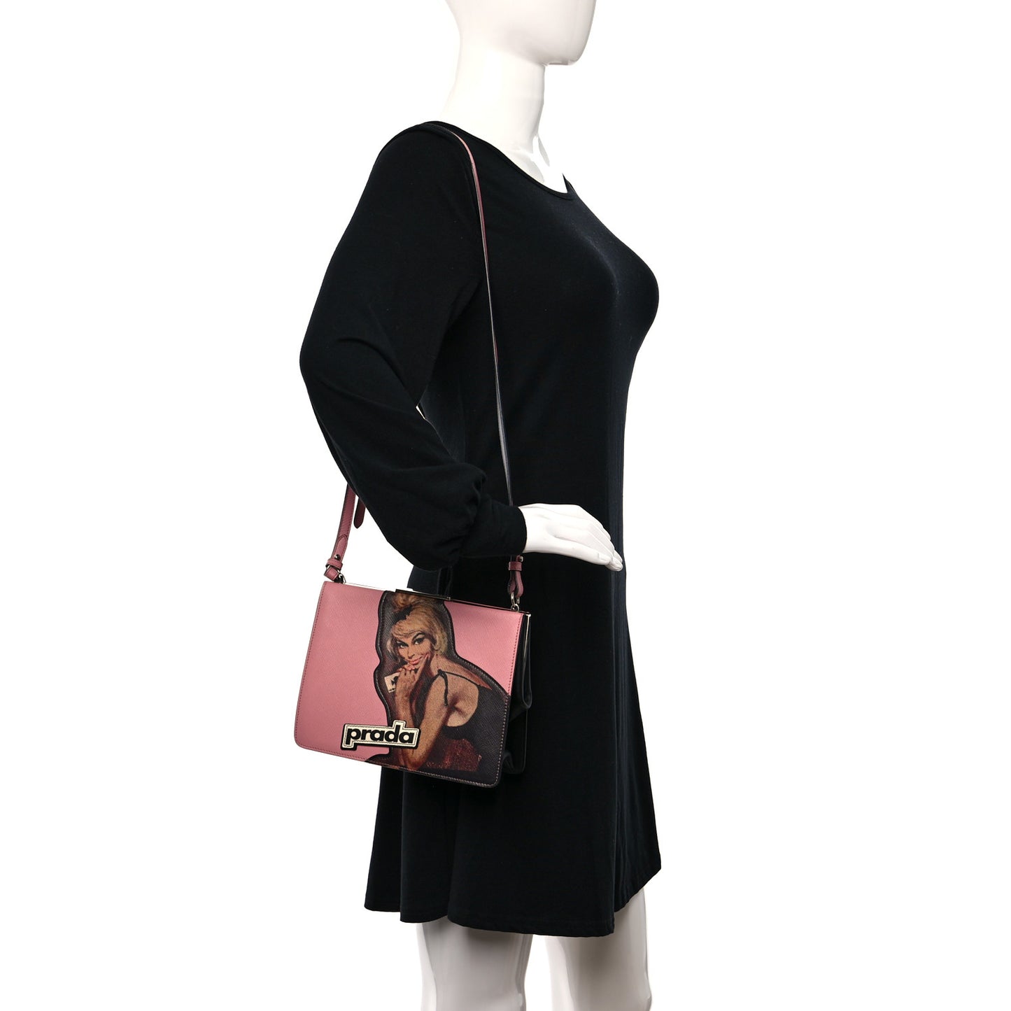 Saffiano Patch Comics Light Frame Bag Pink