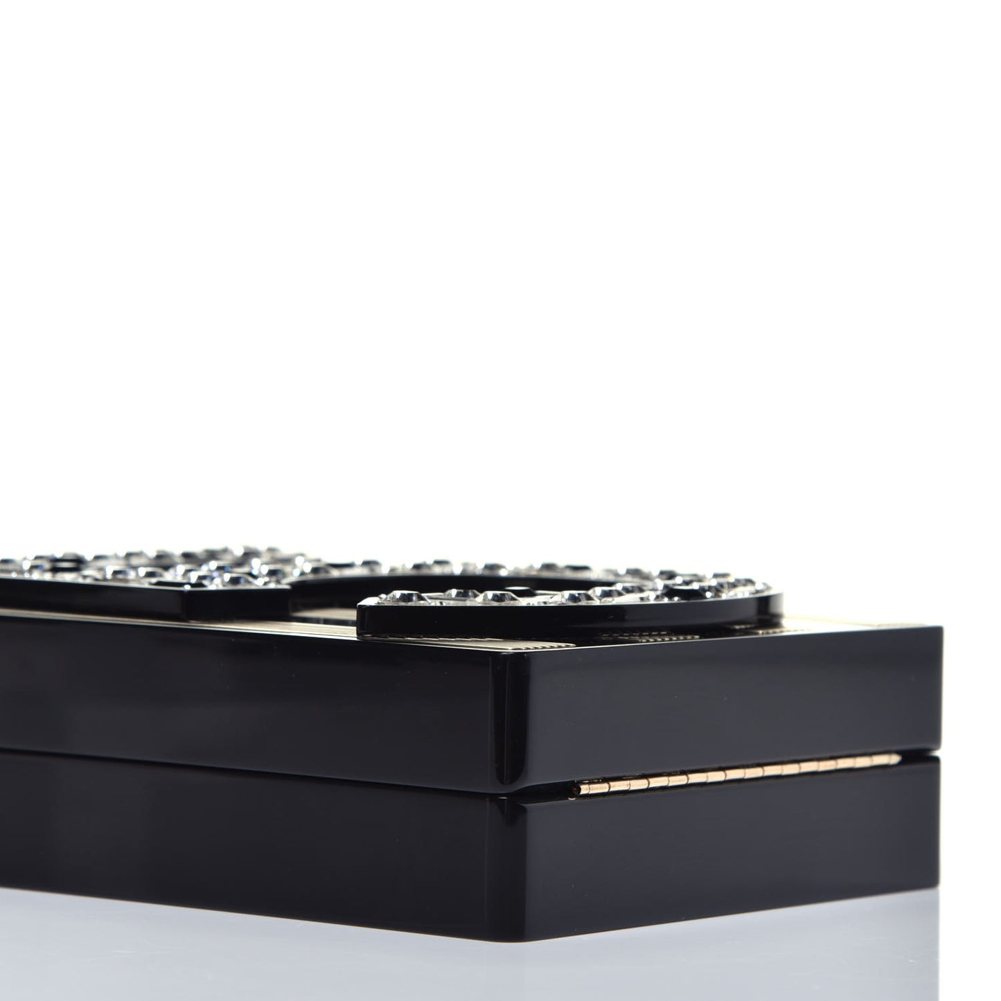 Plexiglass Strass Mosaic No 5 Minaudière Clutch Black Gold