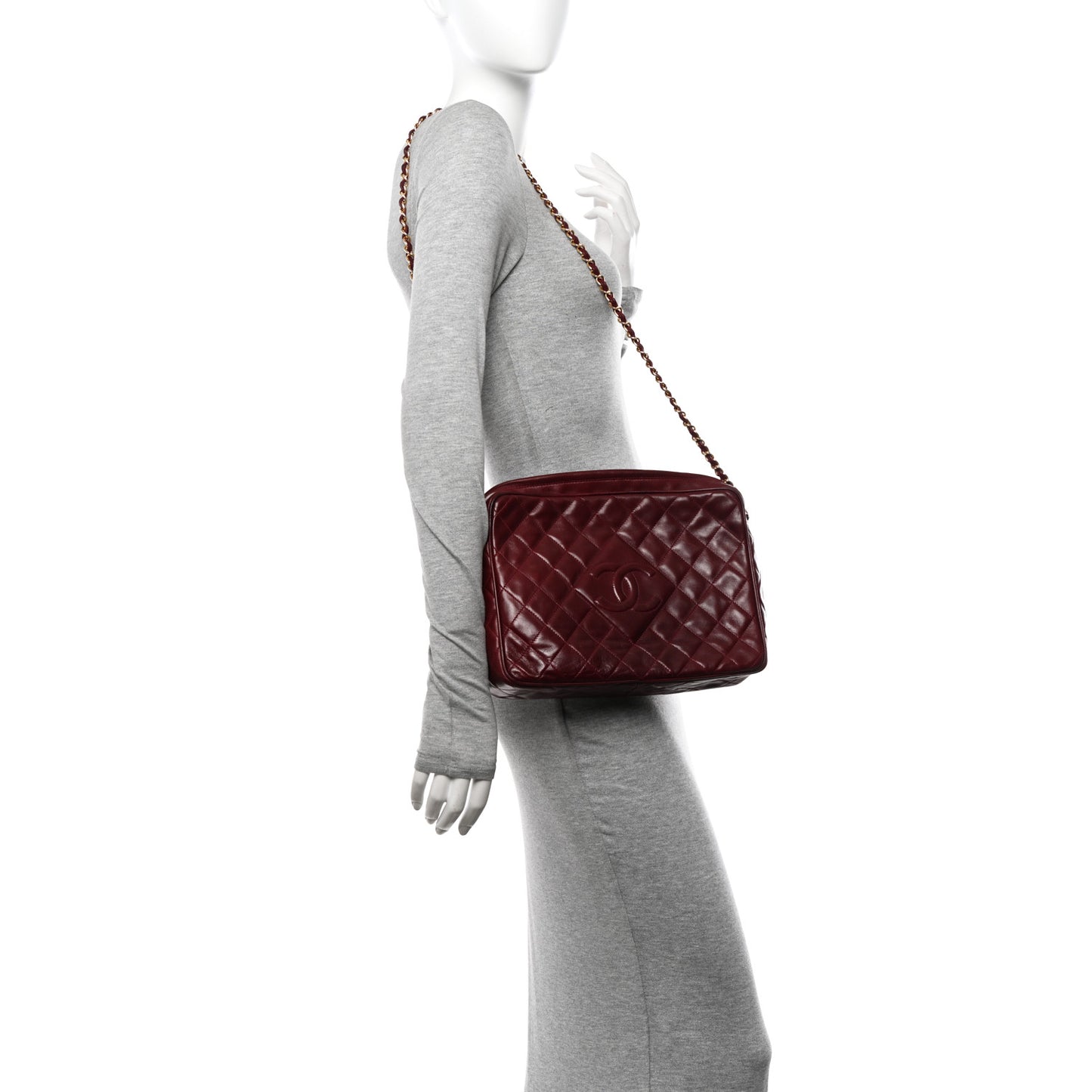 Lambskin Quilted Tassel CC Camera Case Red
