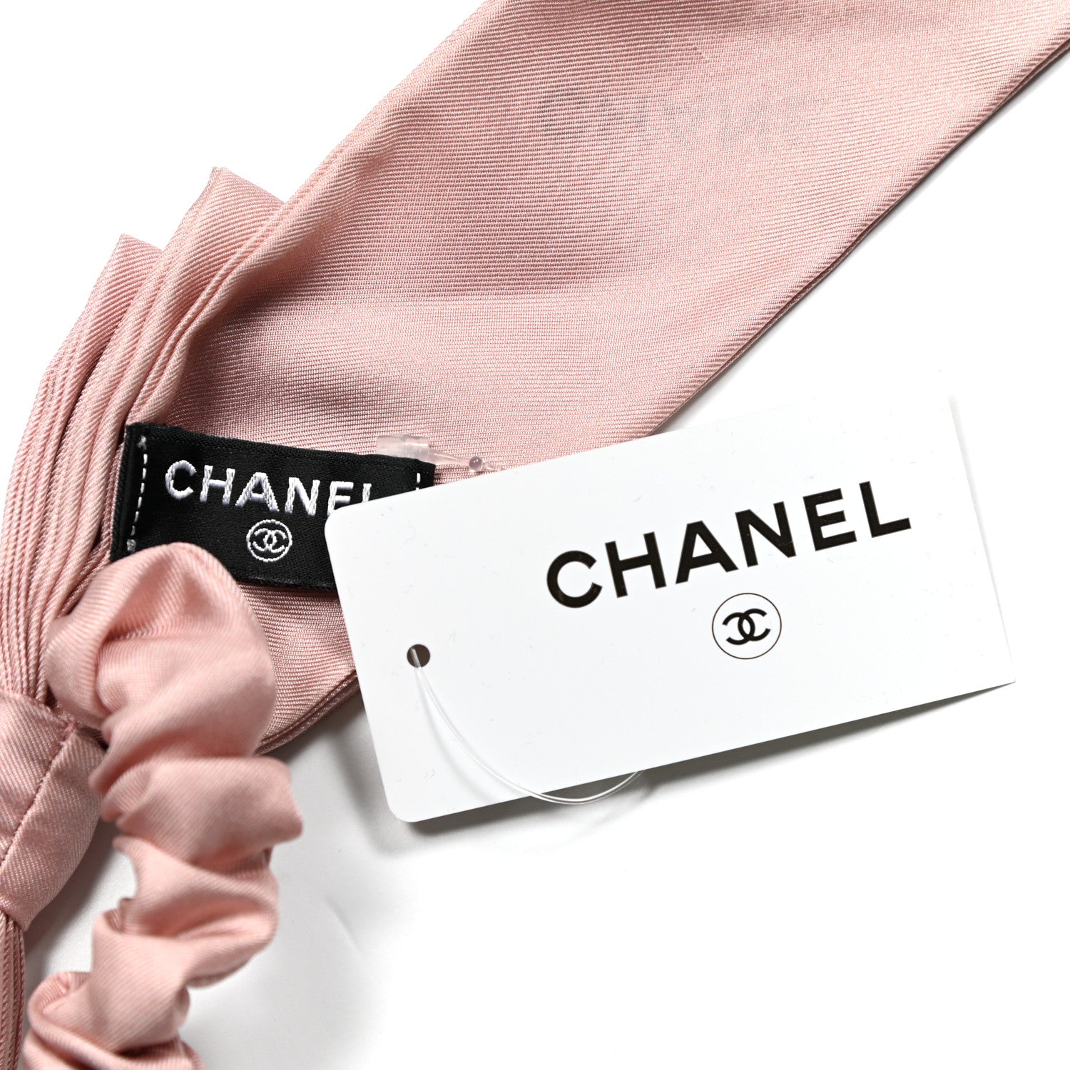 Chanel Silk Hair Tie Pink Black 3 of 3