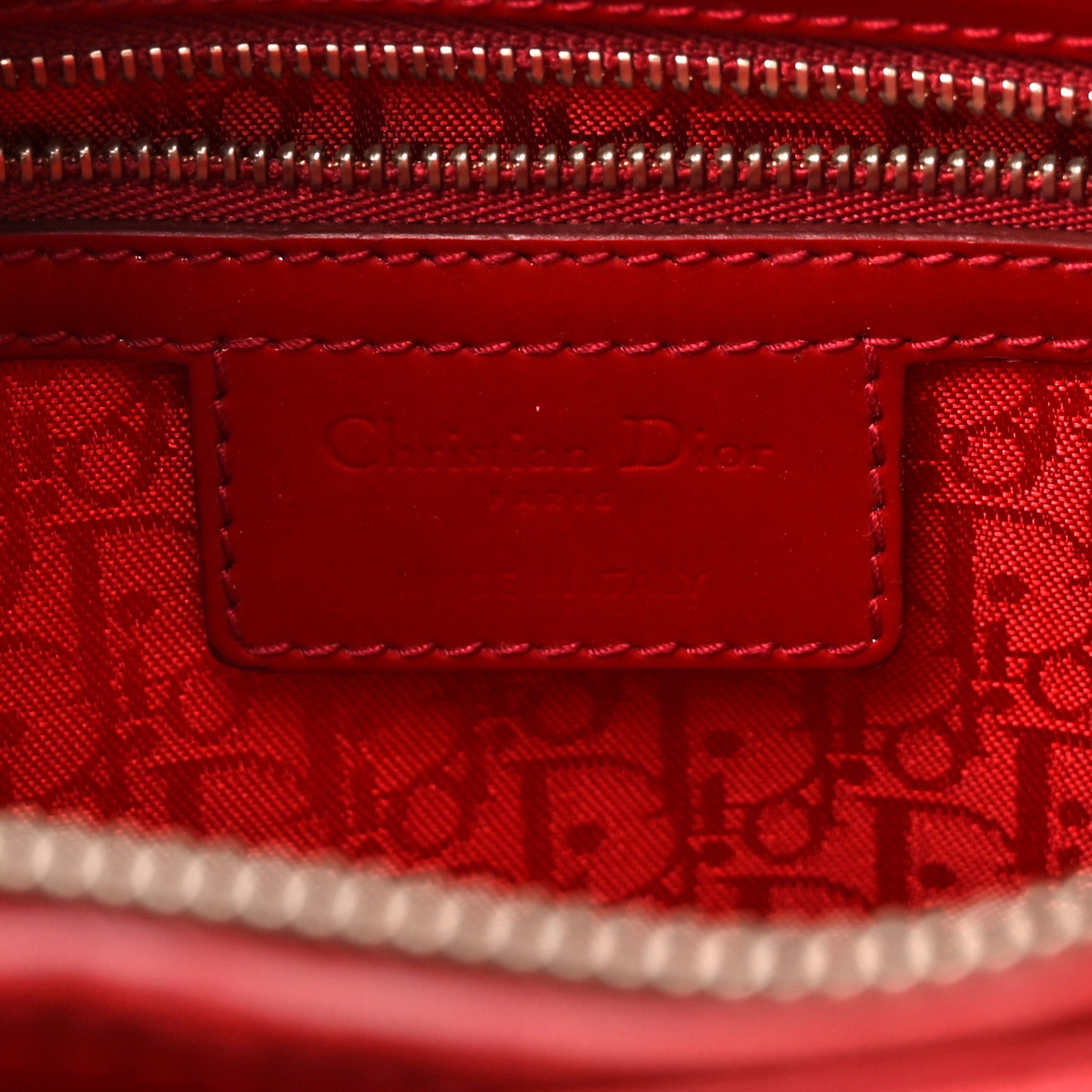 Patent Cannage Large Lady Dior Red
