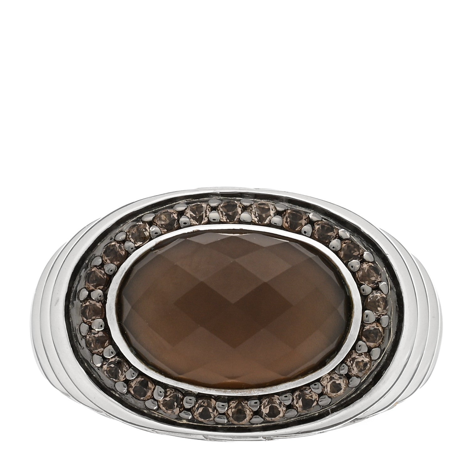 John Hardy Sterling Silver 14mm Smoky Quartz Batu Bedeg Ring 54 7 1 of 4