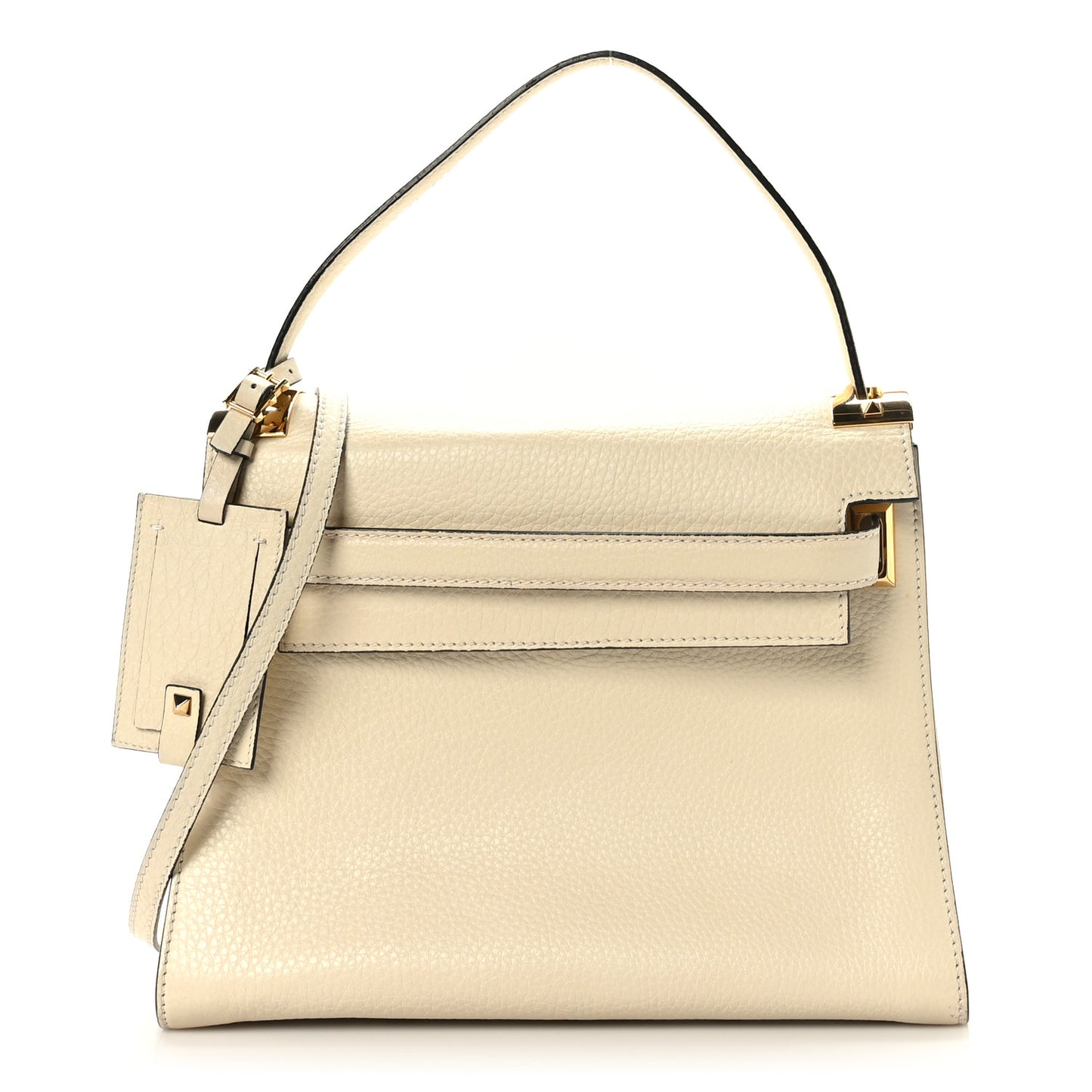 Grained Calfskin Medium My Rockstud Frame Bag Light Ivory