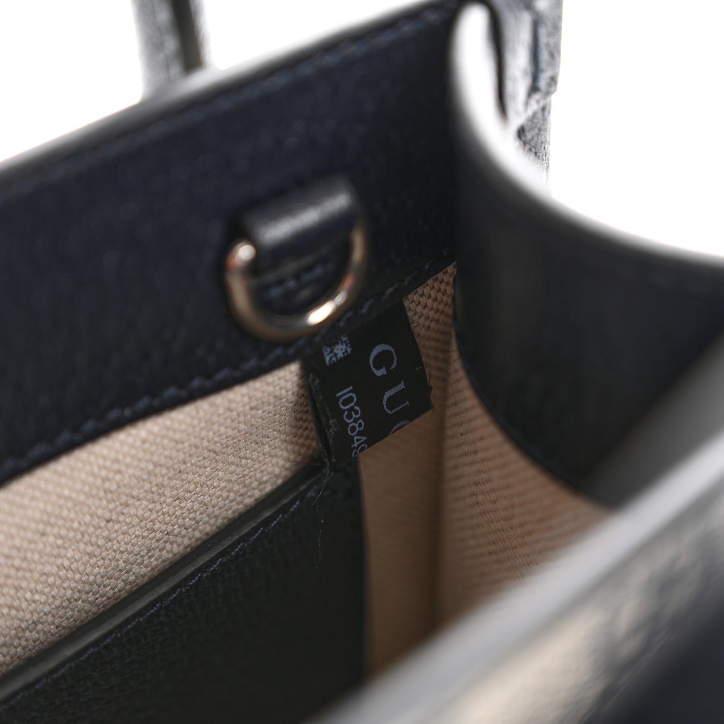 GG Supreme Monogram Textured Dollar Calfskin Mini Retro Interlocking G Tote Bag Beige Blue