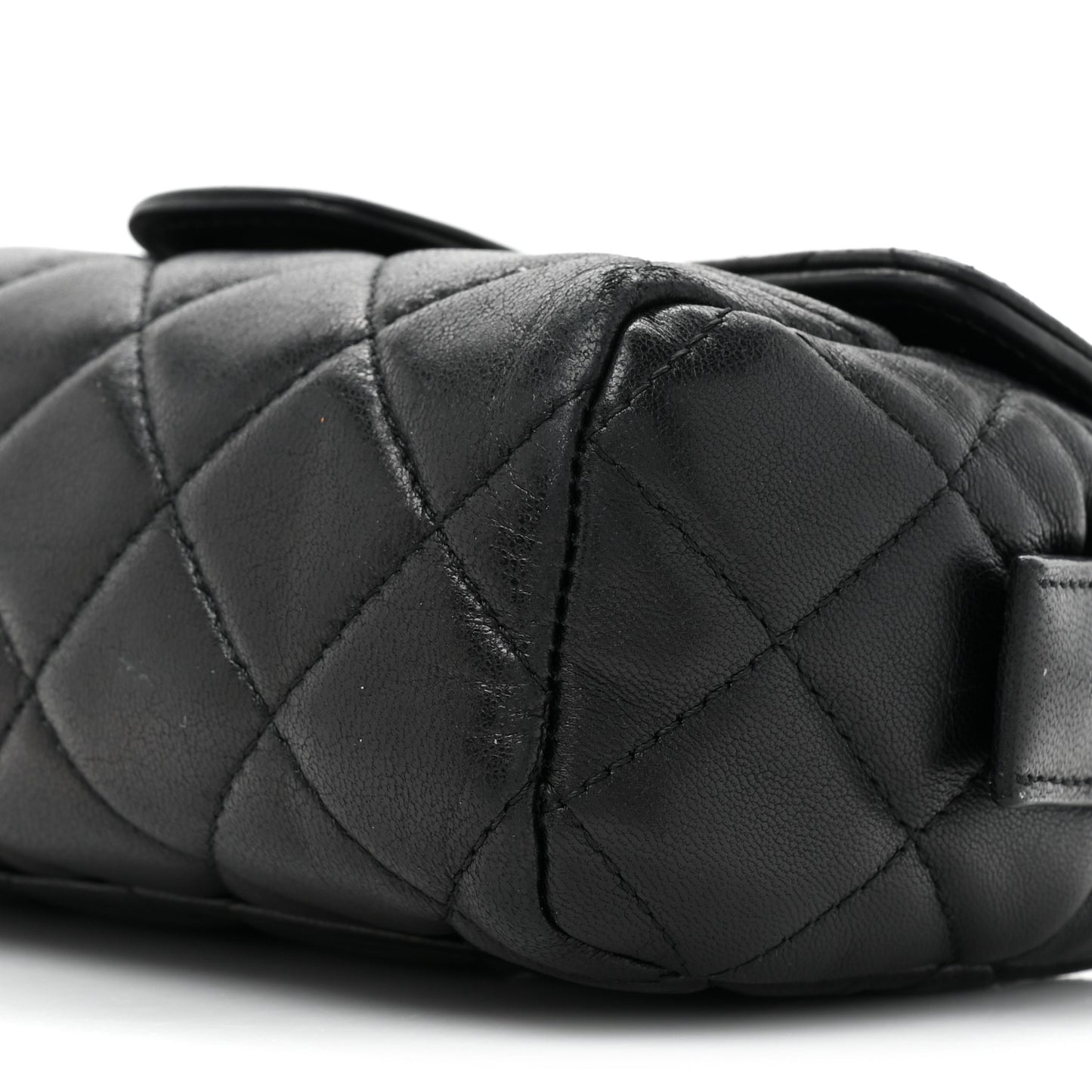 Lambskin Quilted Flap Cosmetic Case Black