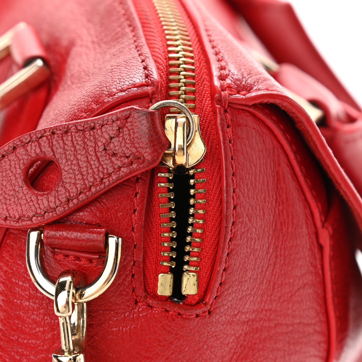 Glossy Goatskin Small Del Rey Satchel Red